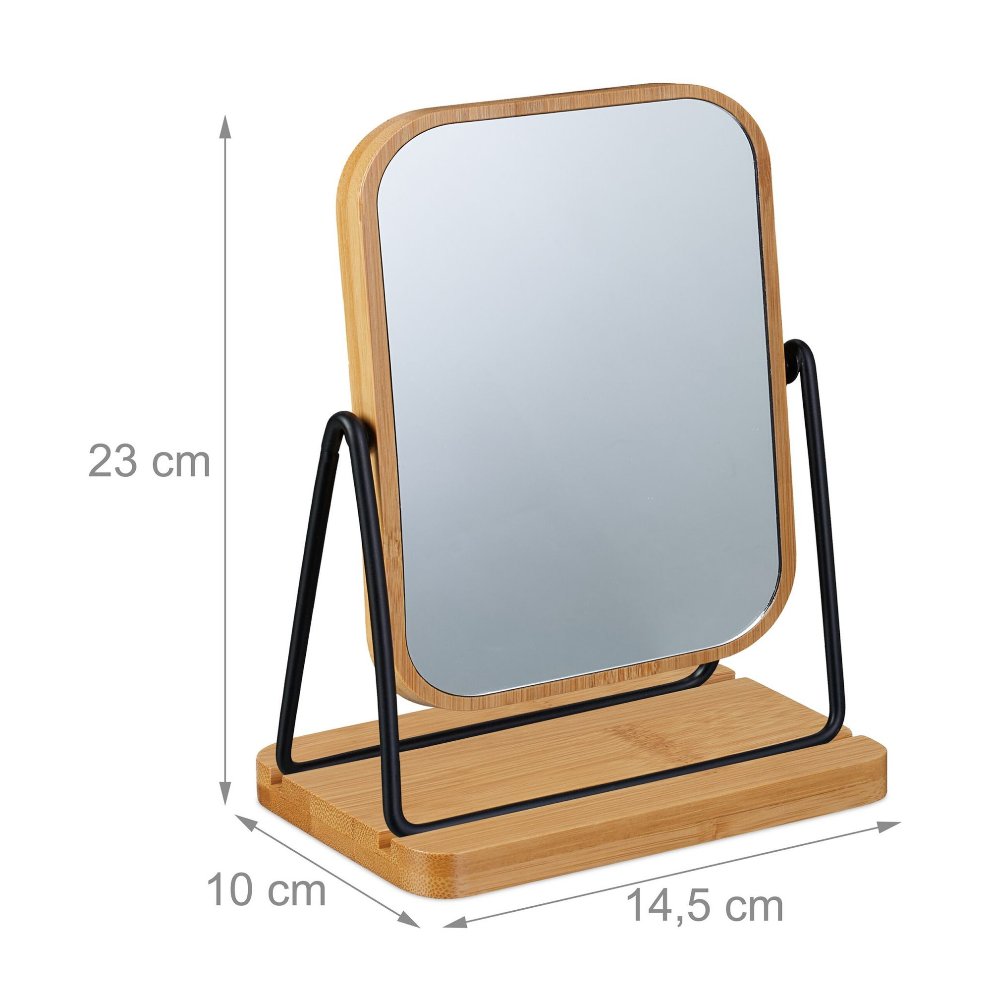 Espelho de mesa com moldura de bambu