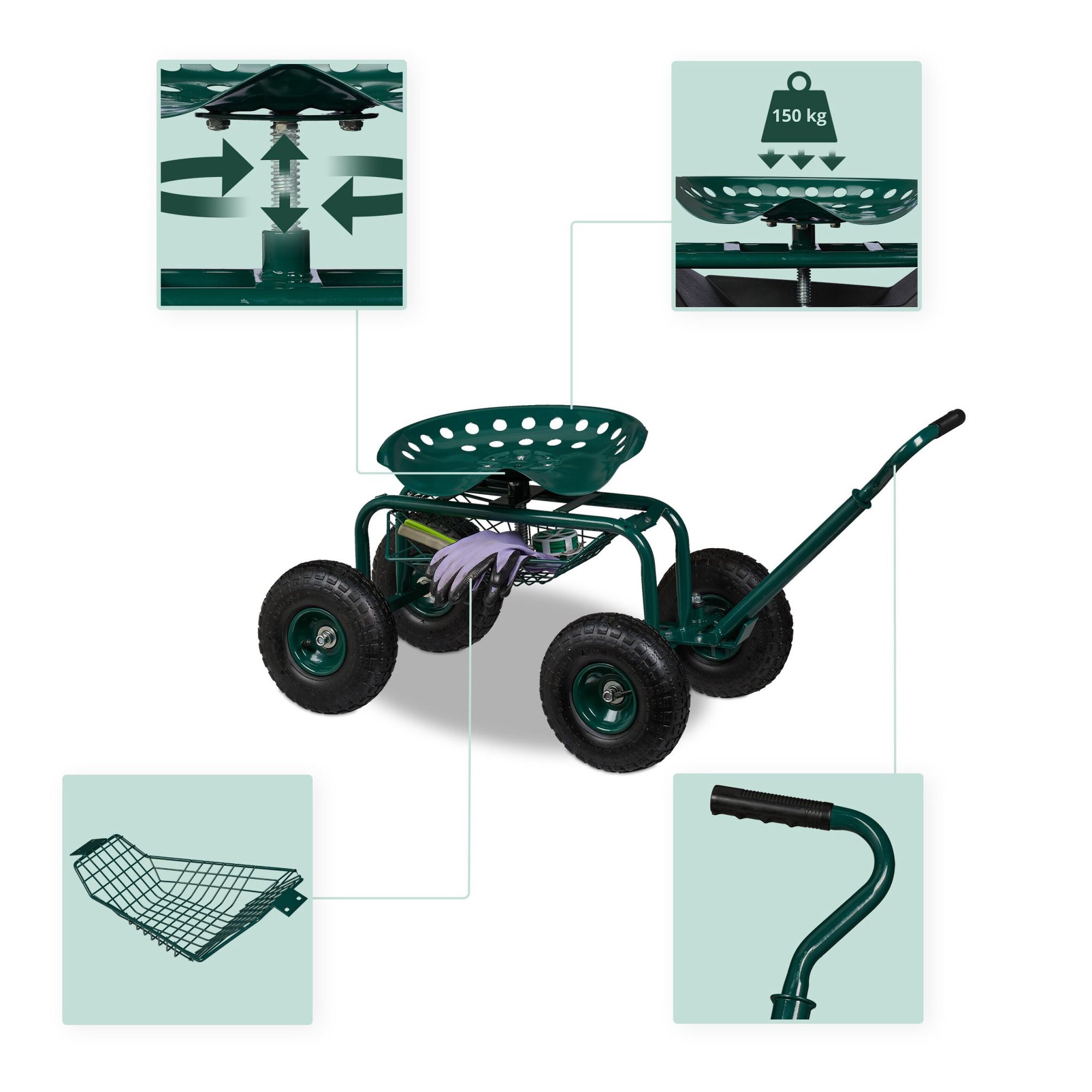 Mobile garden seat with storage