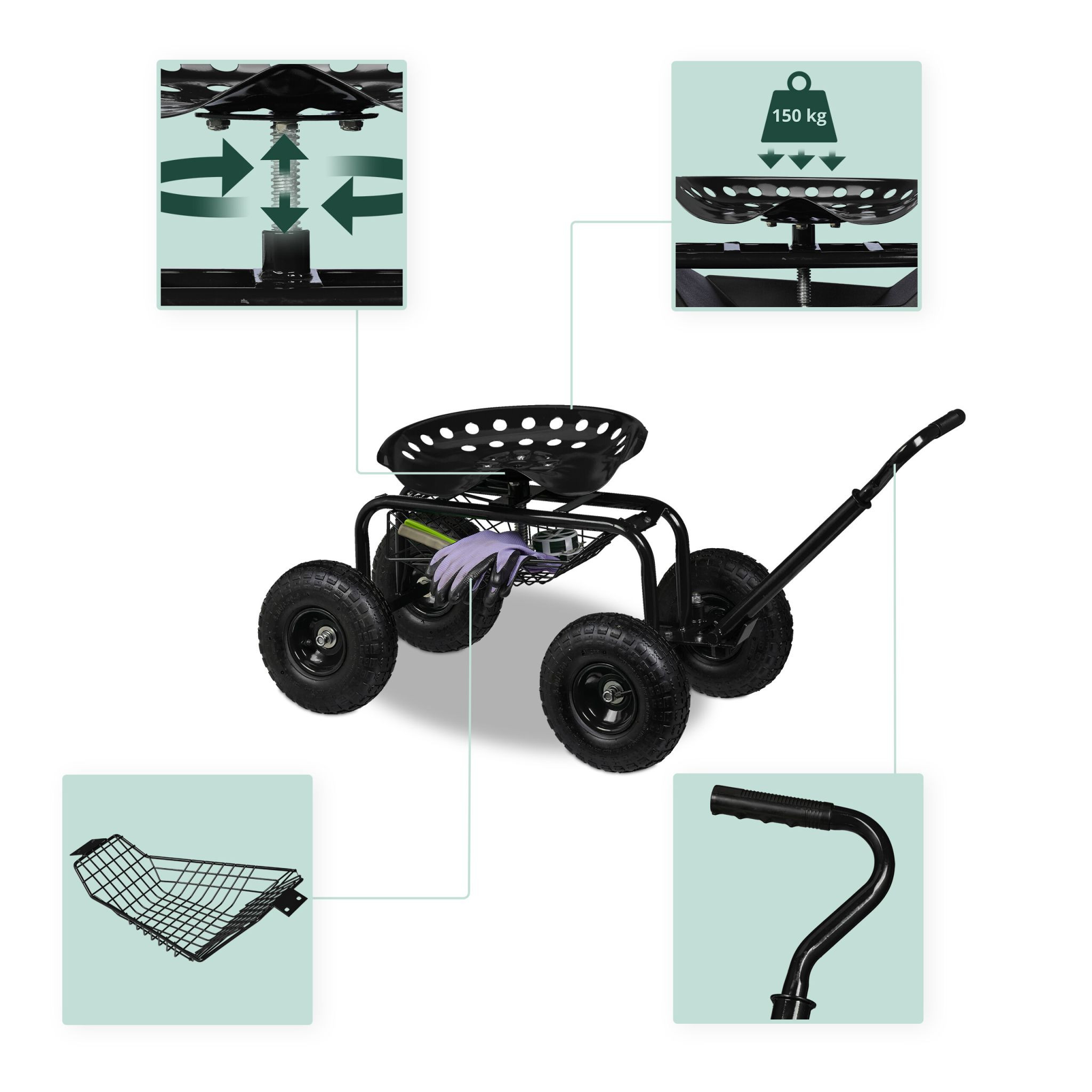 Mobiler Gartensitz mit Stauraum