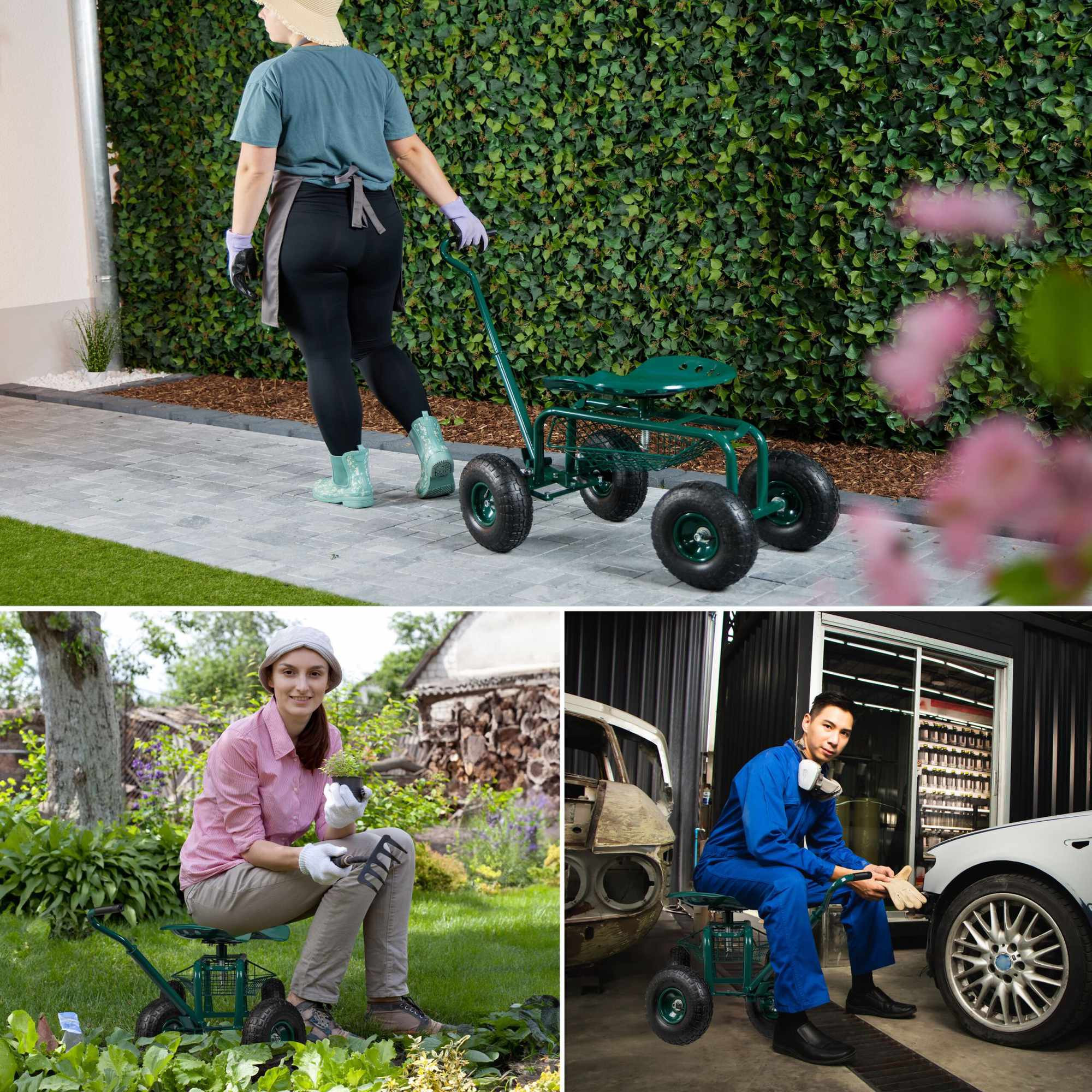 Mobiler Gartensitz mit Stauraum