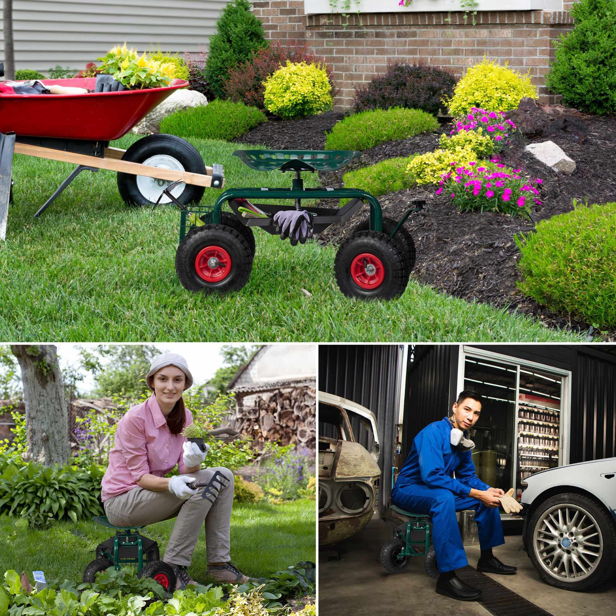 Mobiler Gartensitz mit Stauraum