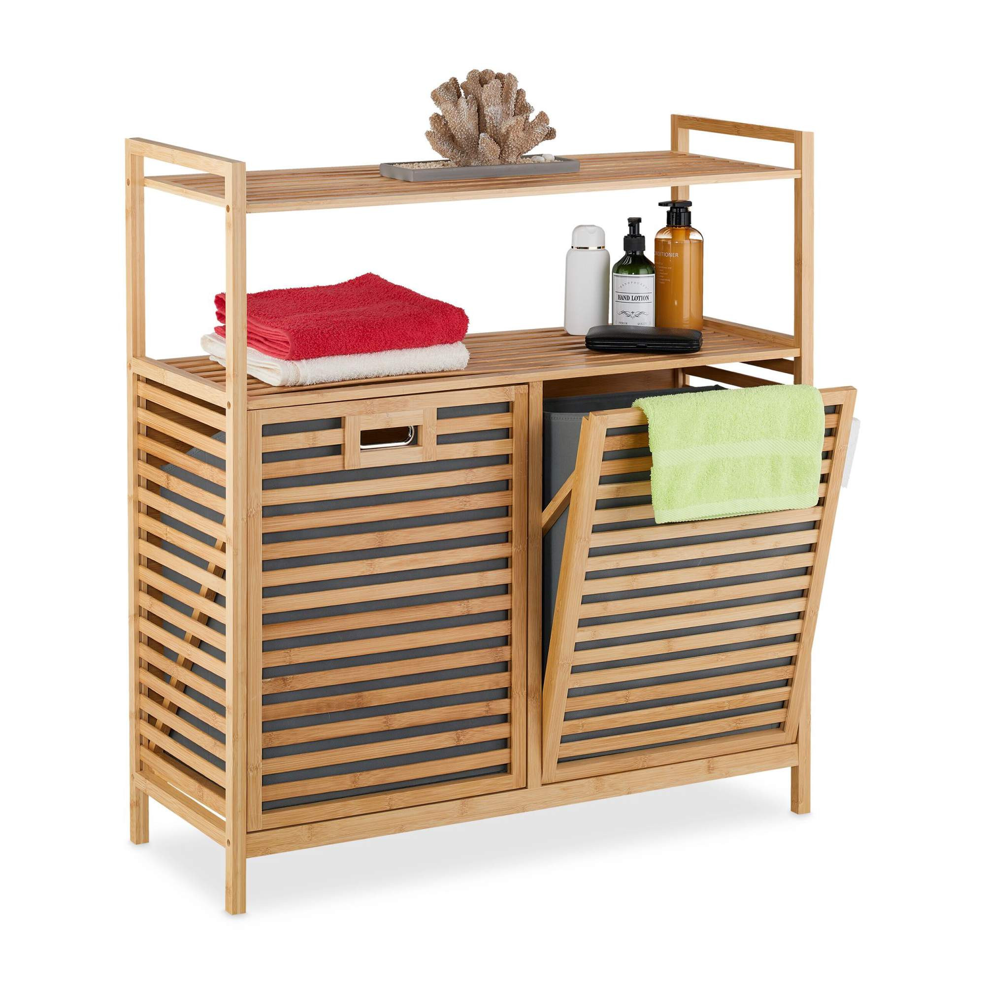 Panier à linge avec 2 étagères