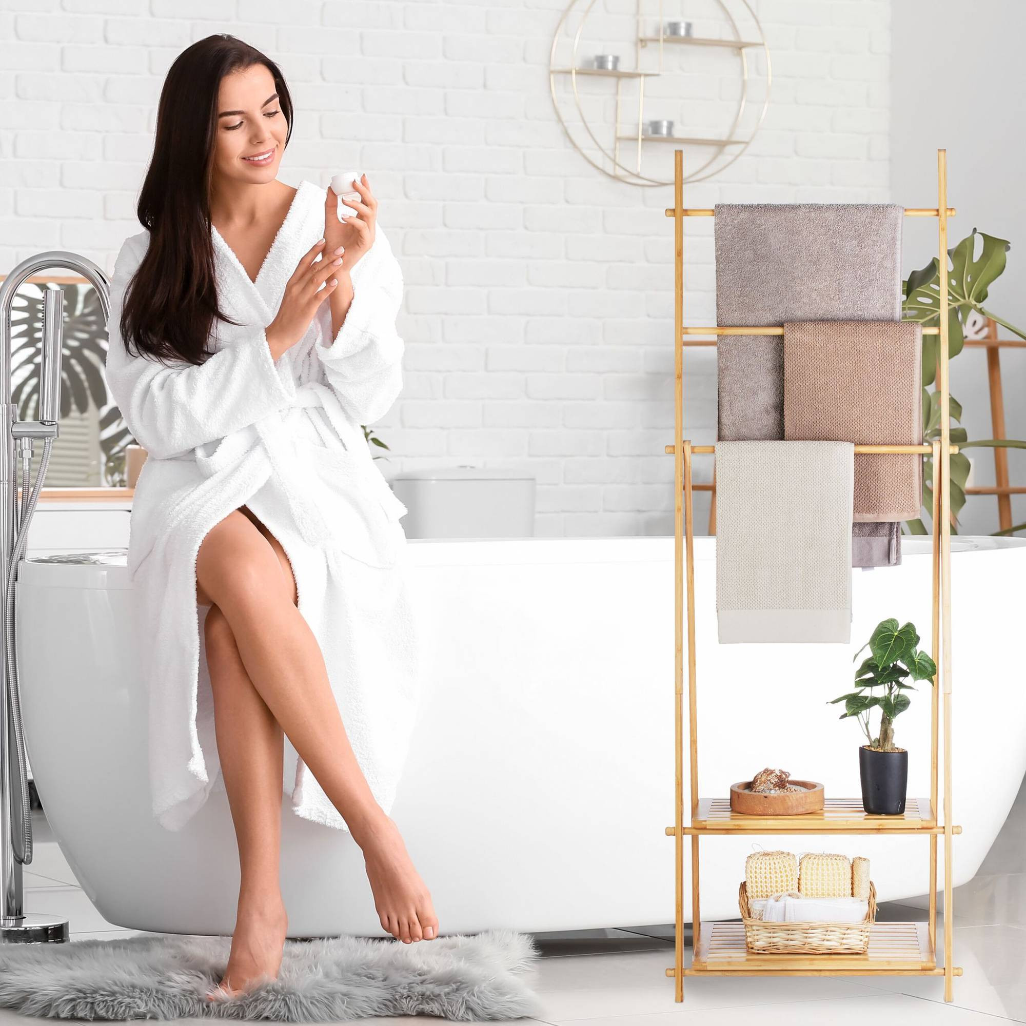 Towel hanger bamboo 3 bars
