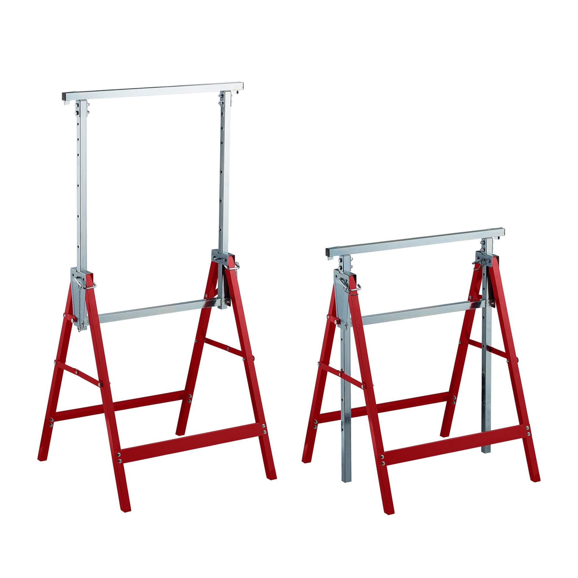 Conjunto de 2 cavaletes de trabalho elevados e abaixados