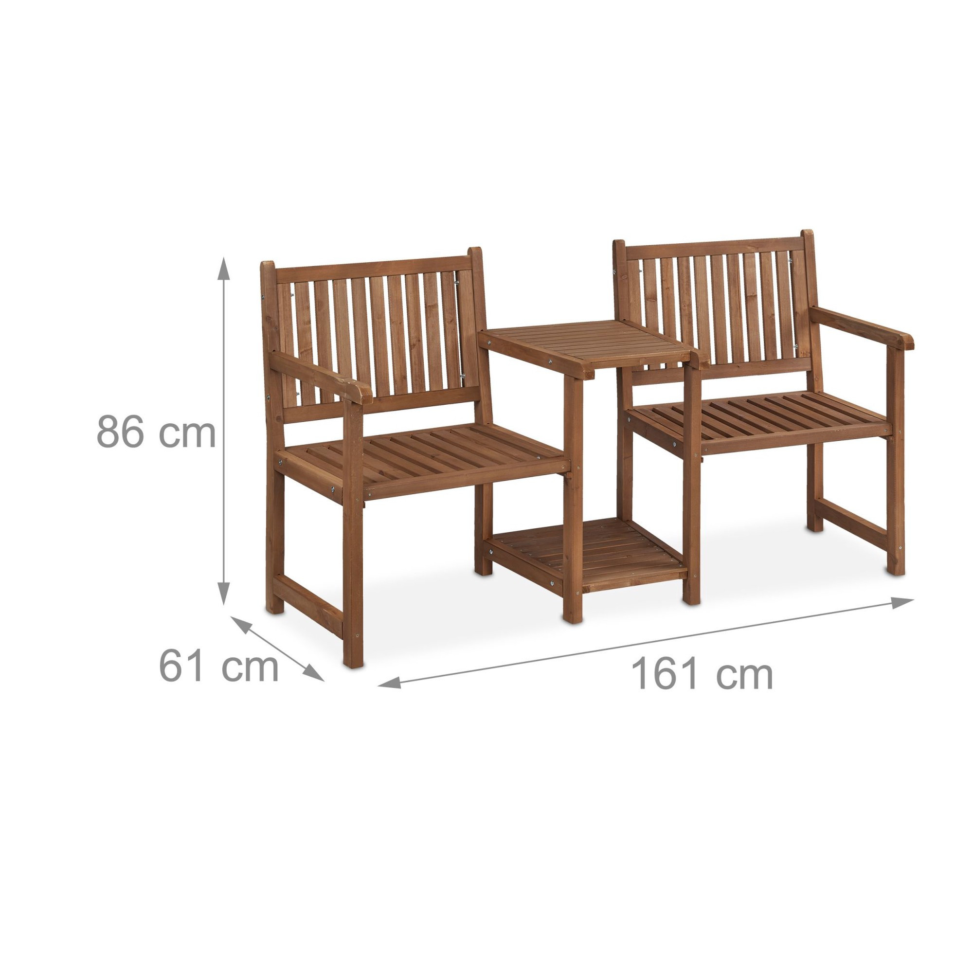 Banc de jardin marron avec table