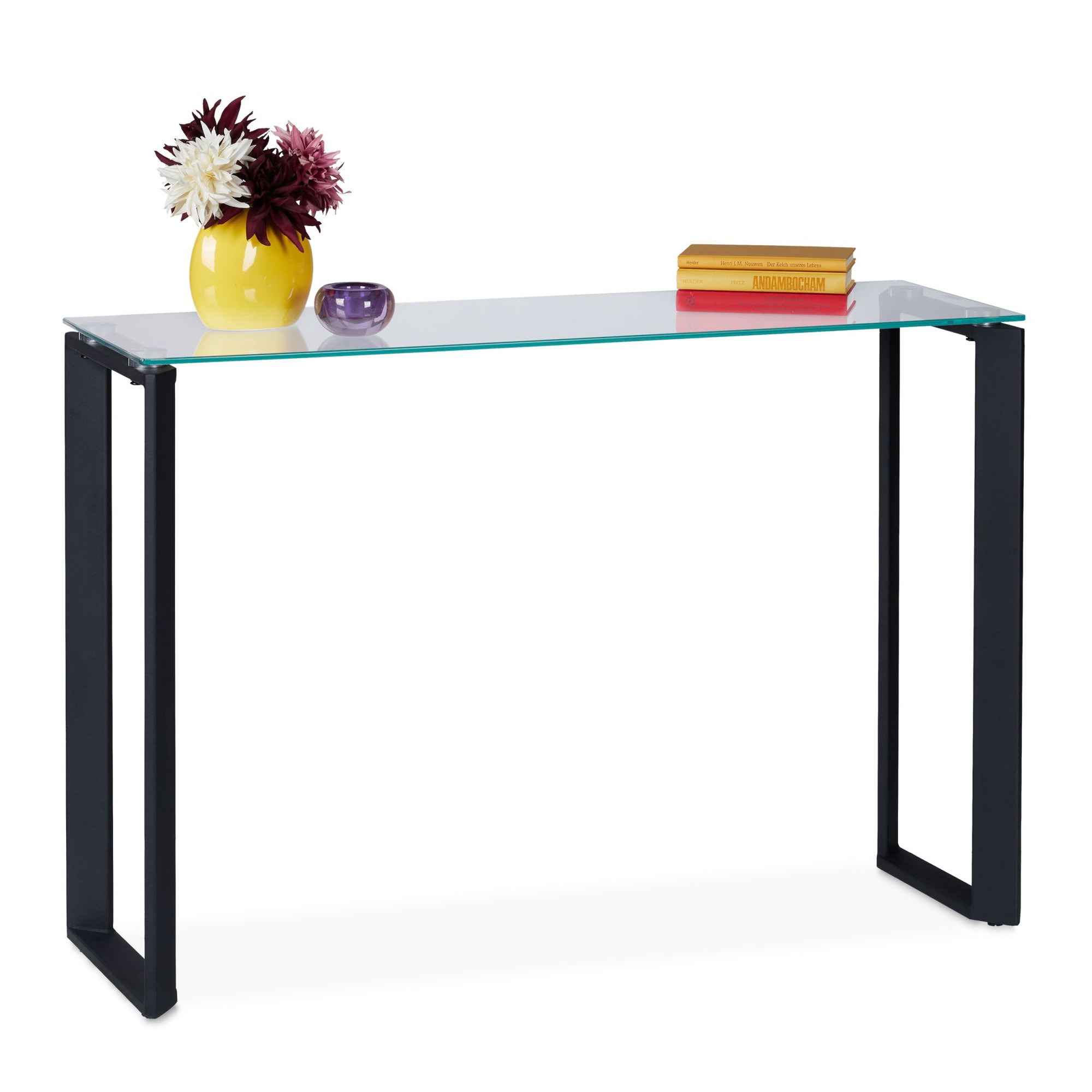 Mesa de console com tampo de vidro