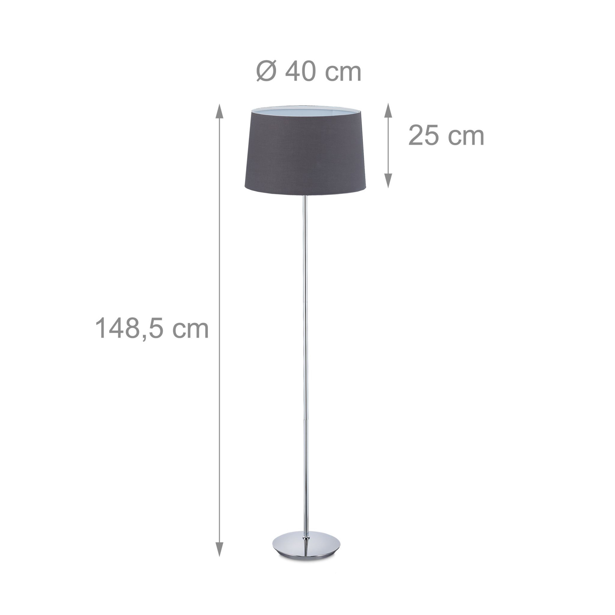 Luminária de chão com cúpula de tecido