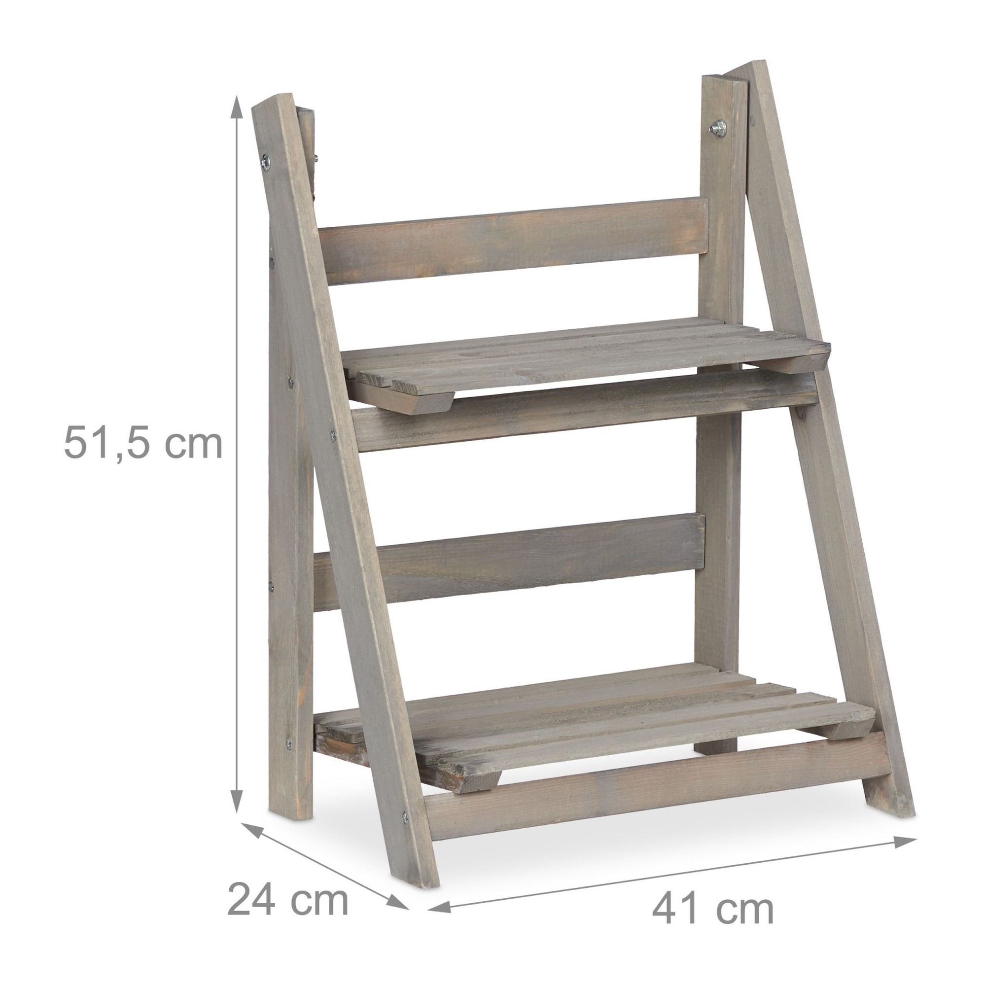 Blumentreppe Holz Grau