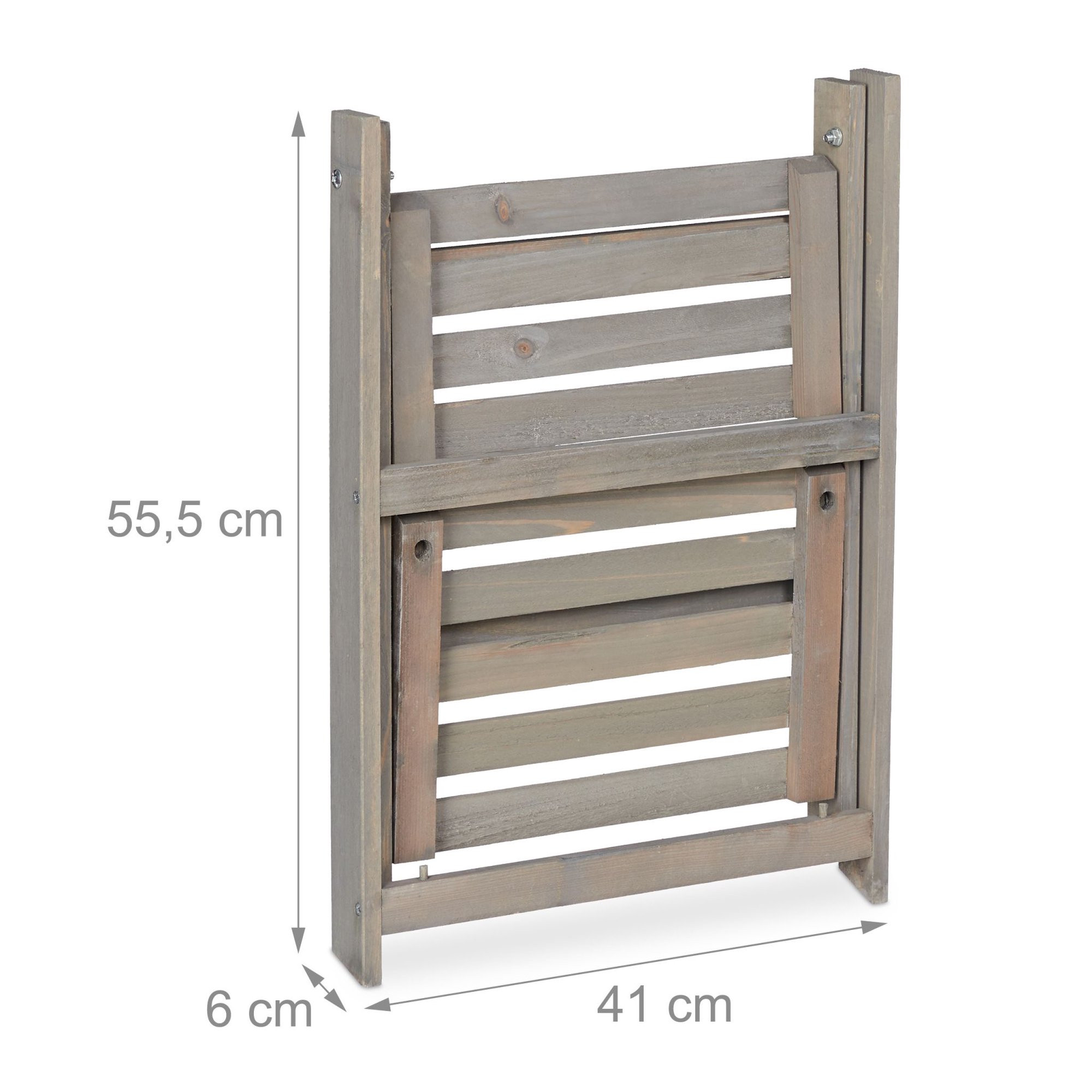Blumentreppe Holz Grau