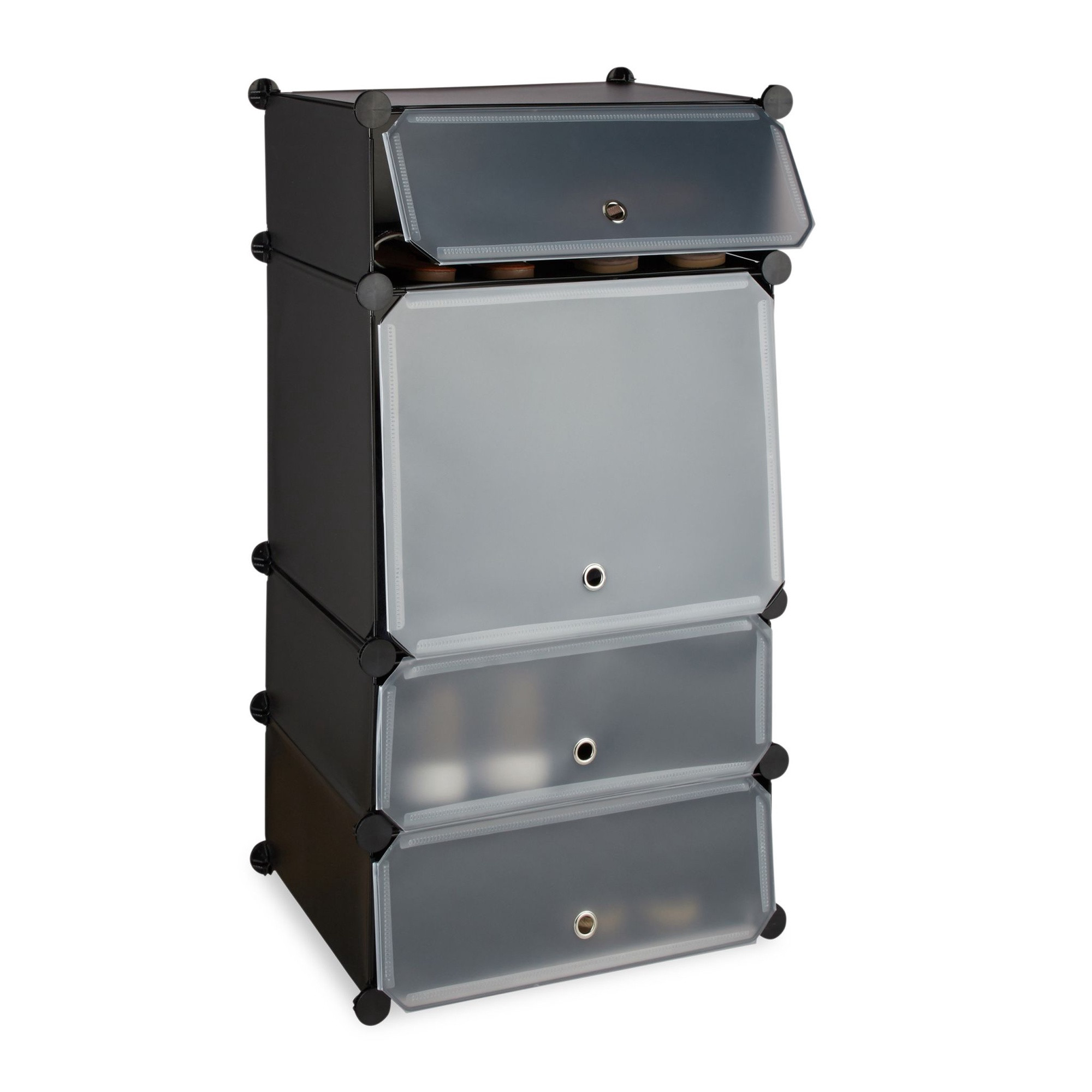 Plastic shoe shelf with 4 compartments