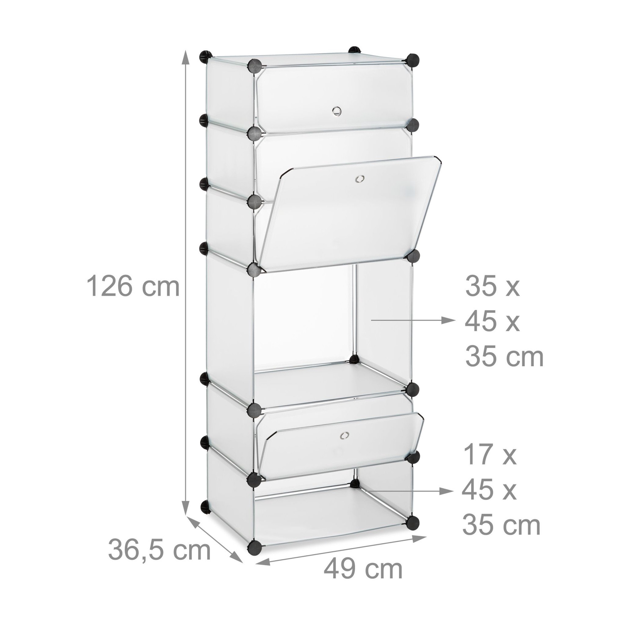Plastic shoe shelf with 6 compartments