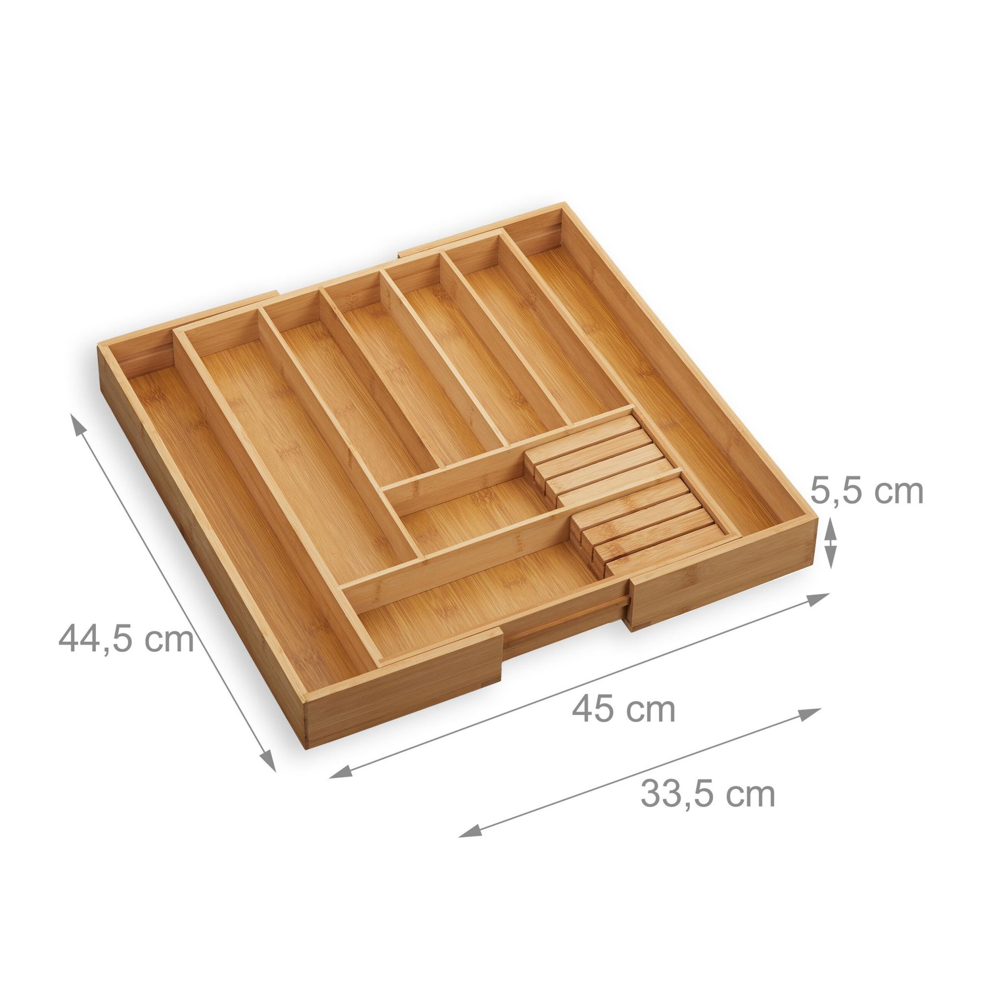 Bandeja extensível para talheres de bambu
