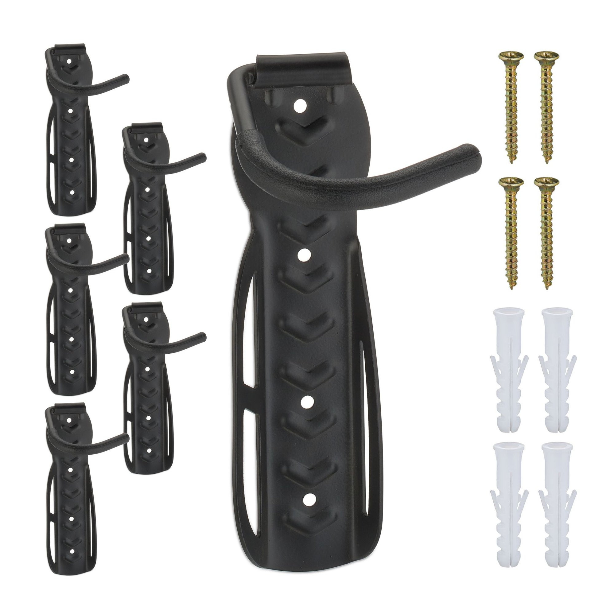 Supporto da parete nero per biciclette - set da 6