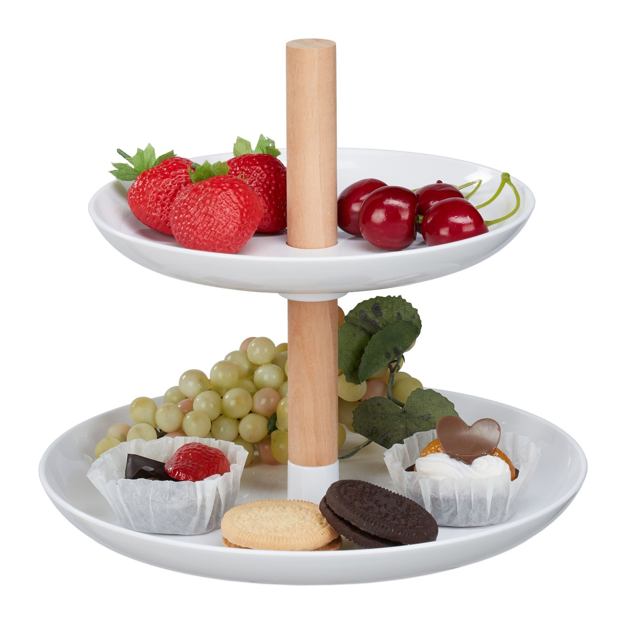 etagere a due piani Plastica e legno
