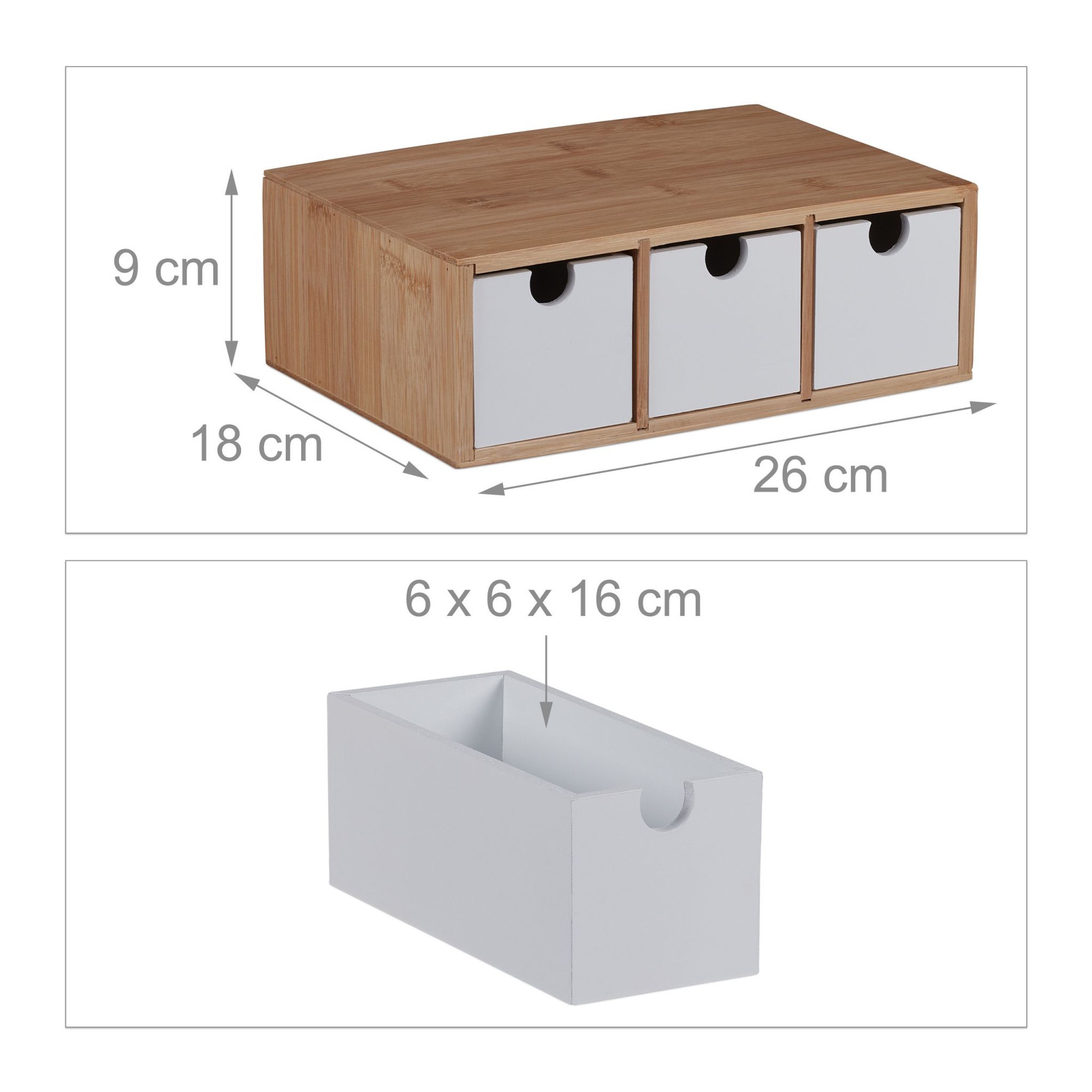 Ladekast in bamboe & MDF 3 compartimenten