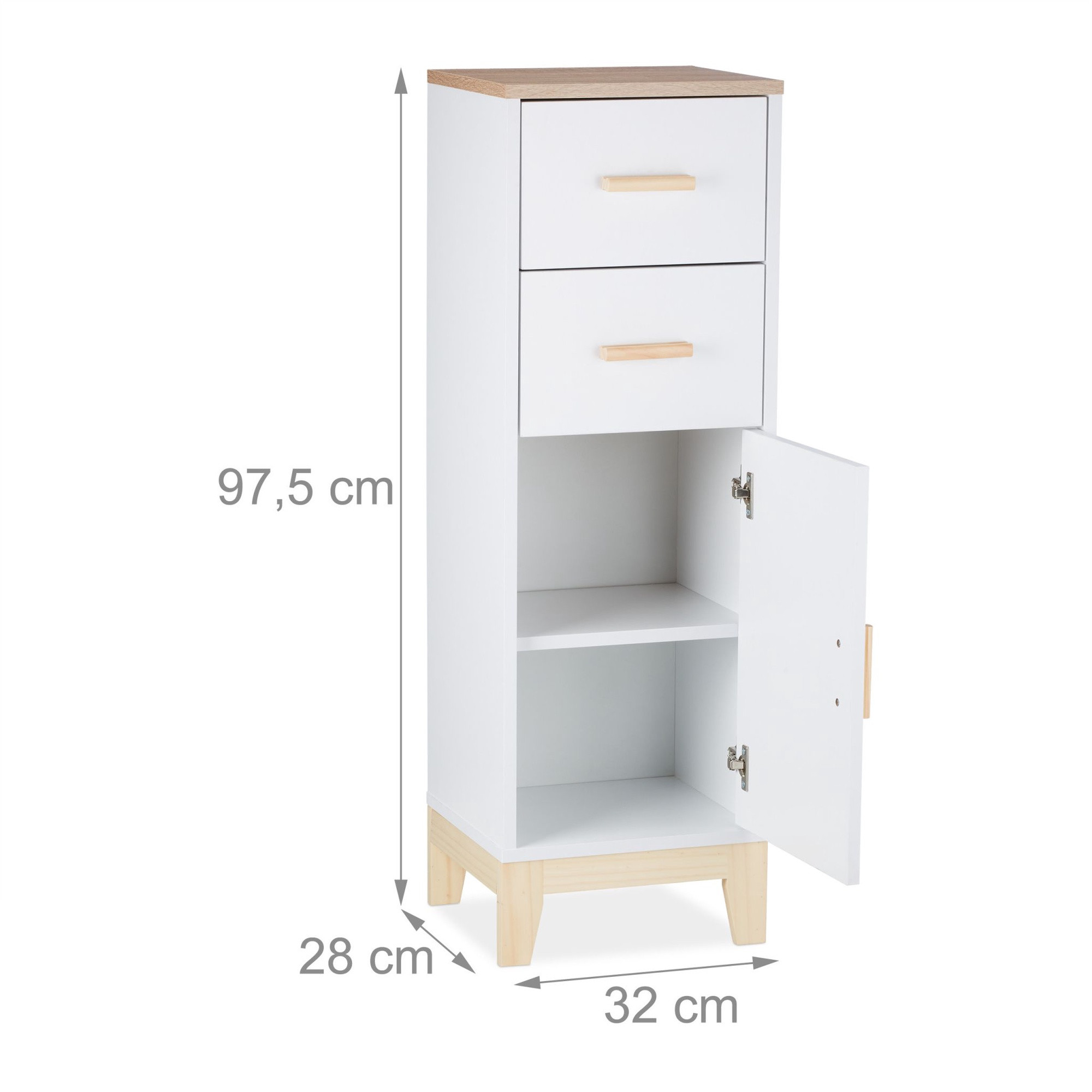Mobiletto da bagno con 2 cassetti