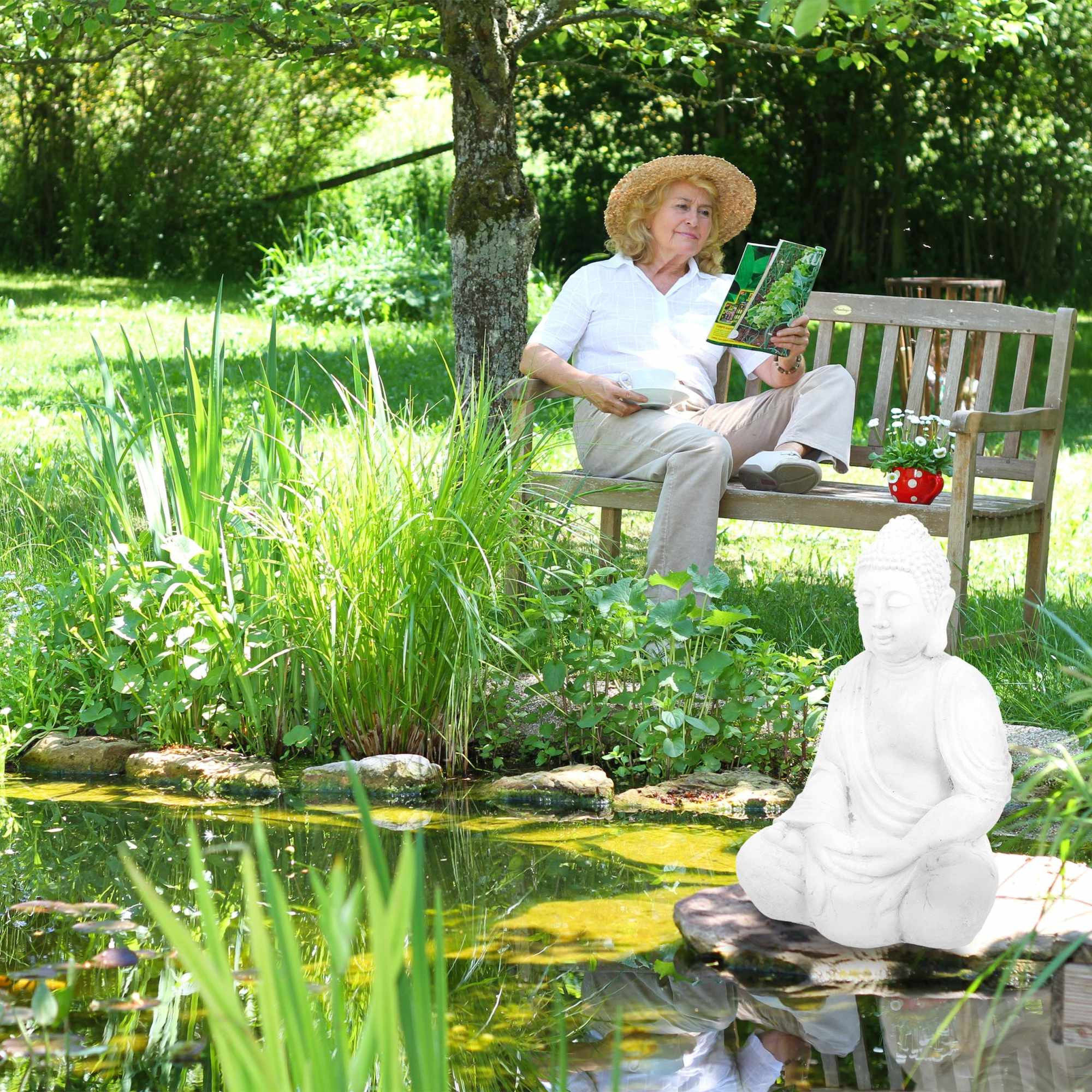 Statue de Bouddha blanc 70 cm