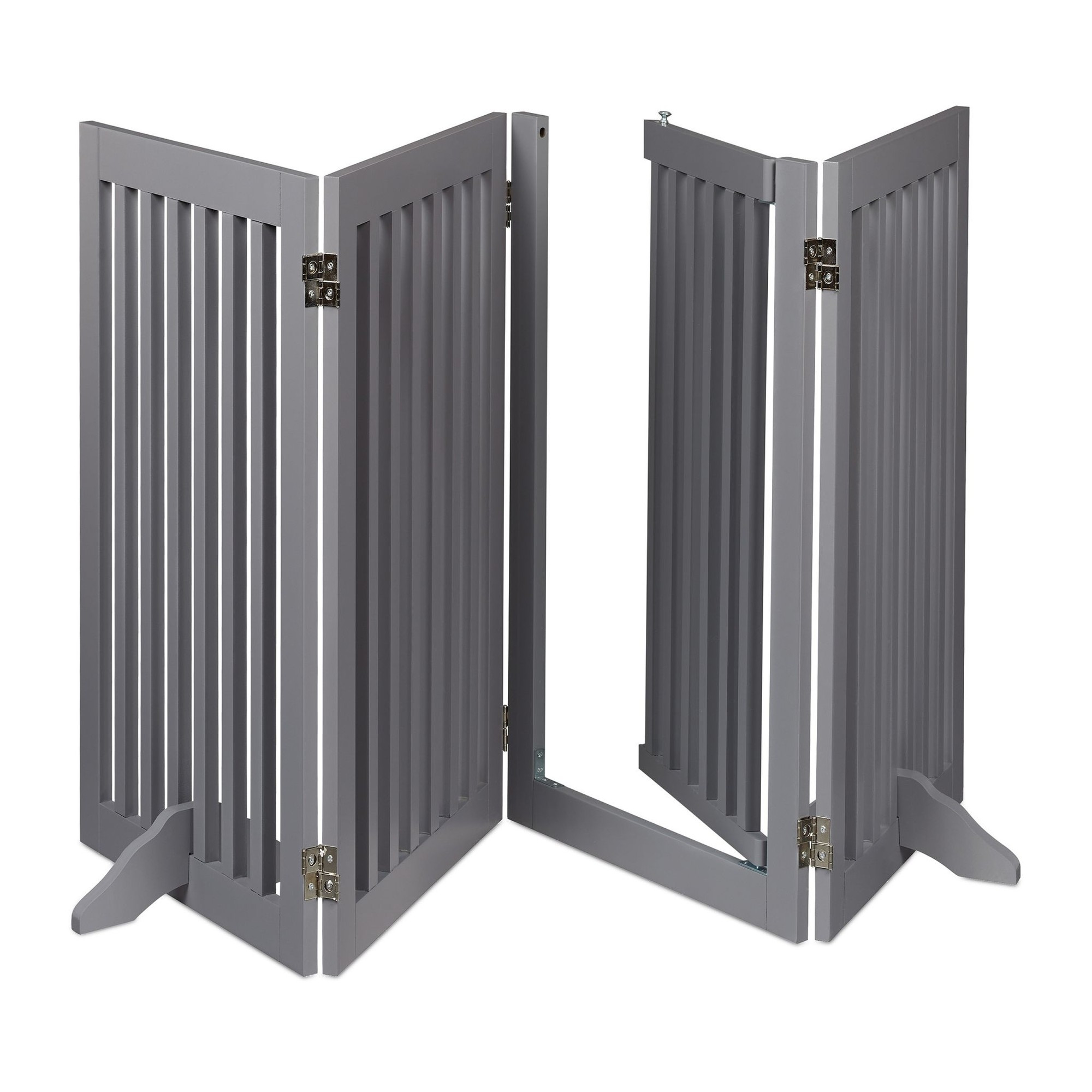 Gray security gate with door 92 cm