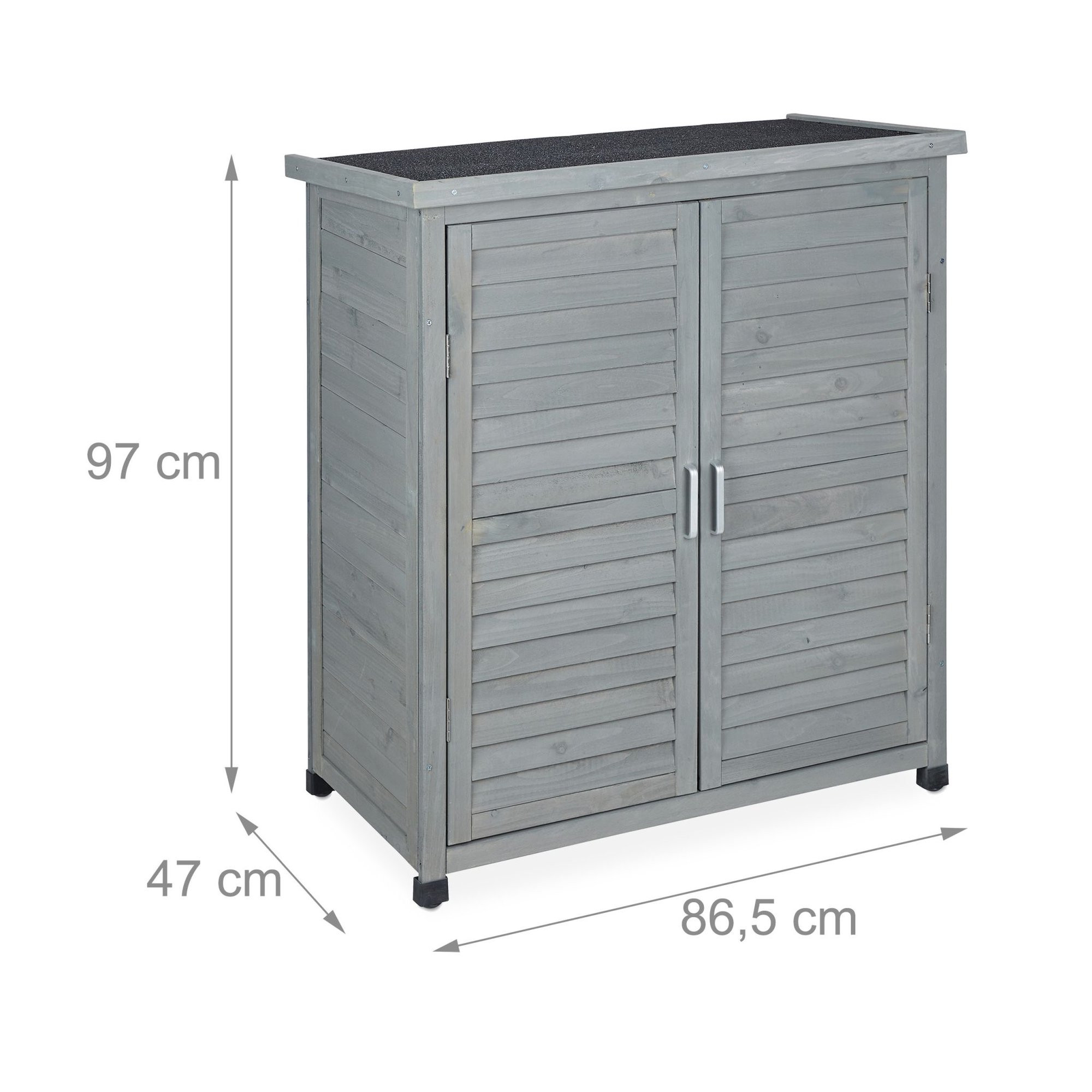 Grauer Gartenschrank mit 3 Fächern