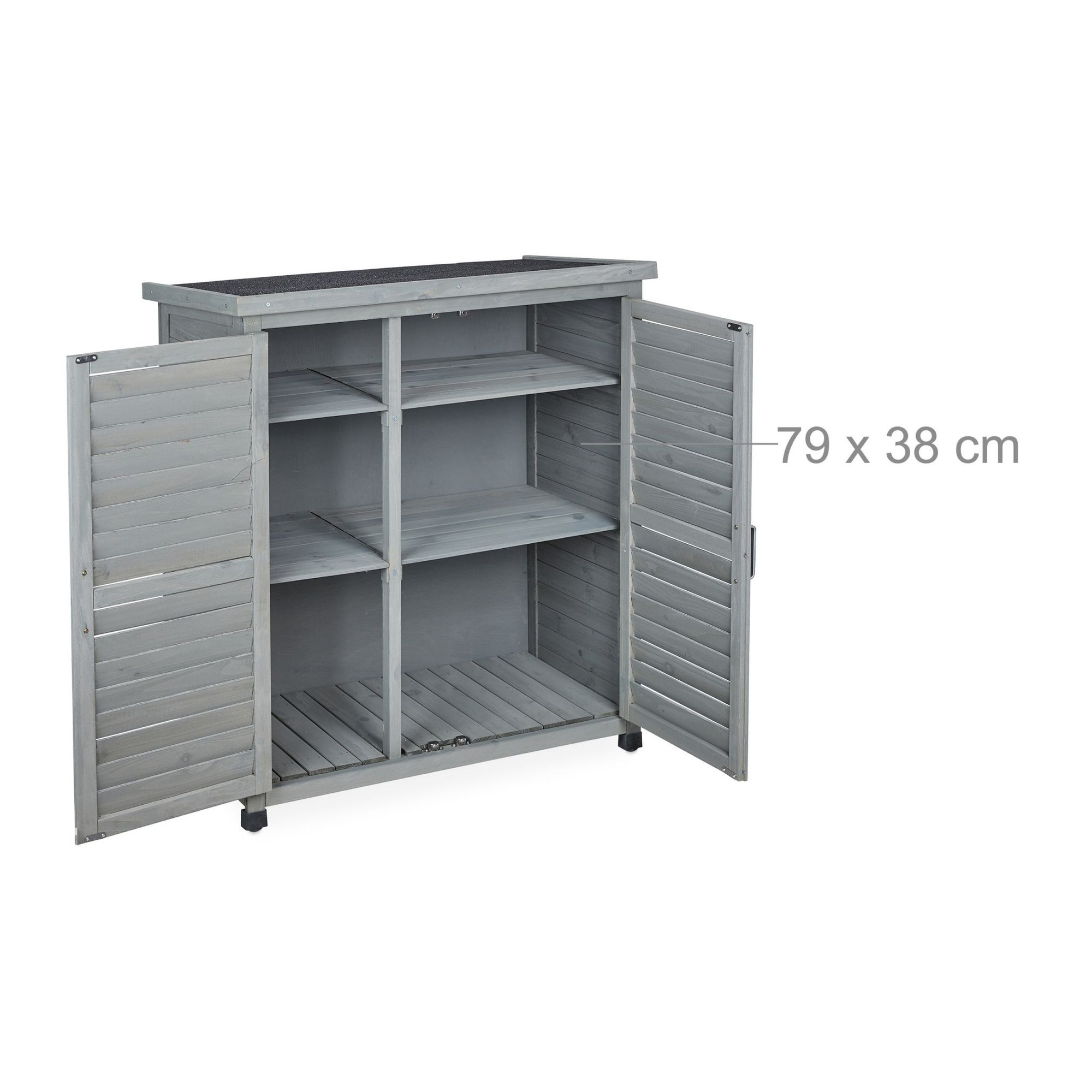 Grauer Gartenschrank mit 3 Fächern