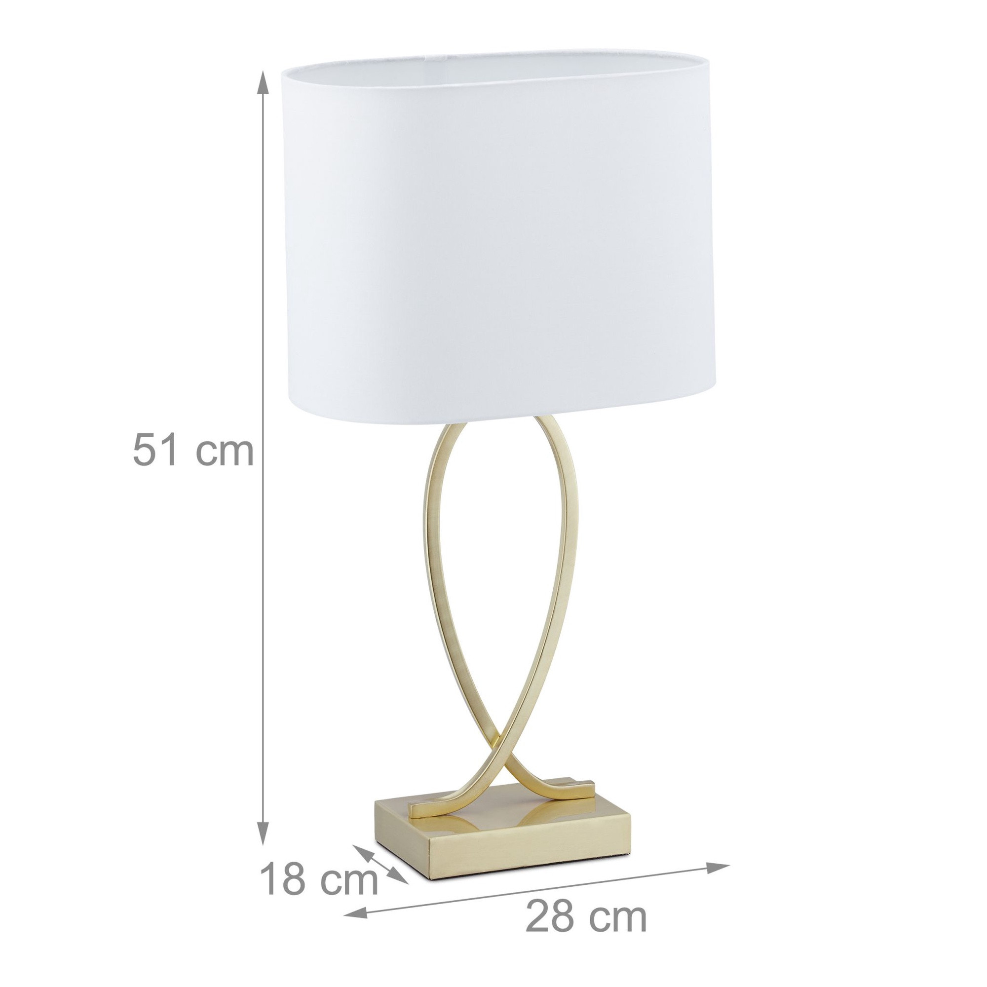 Candeeiro de mesa com cúpula de tecido dourado