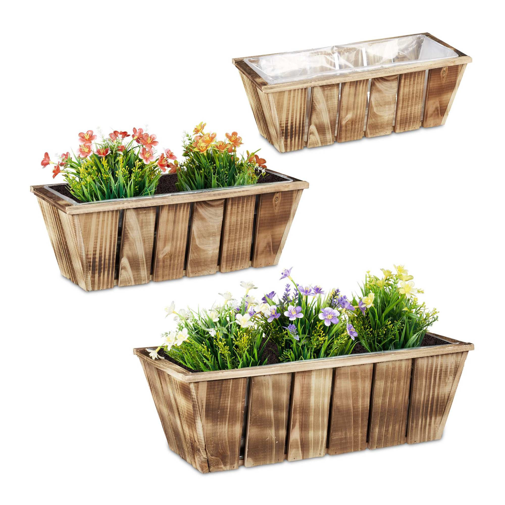 Bloembak Hout Set van 3