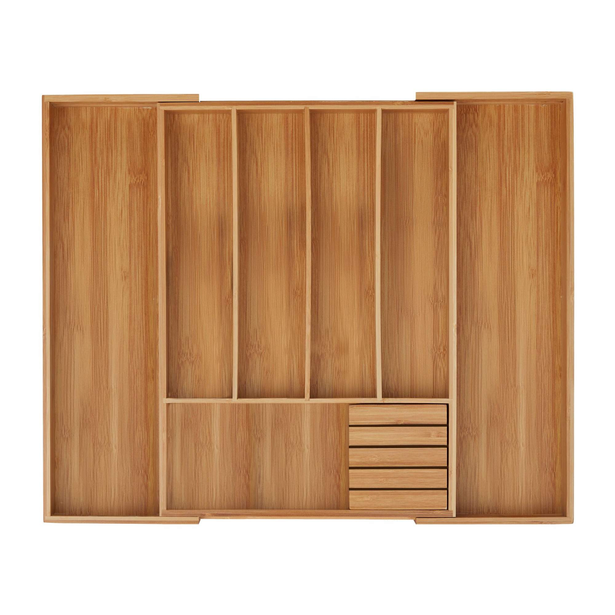 Caixa de talheres de bambu extensível