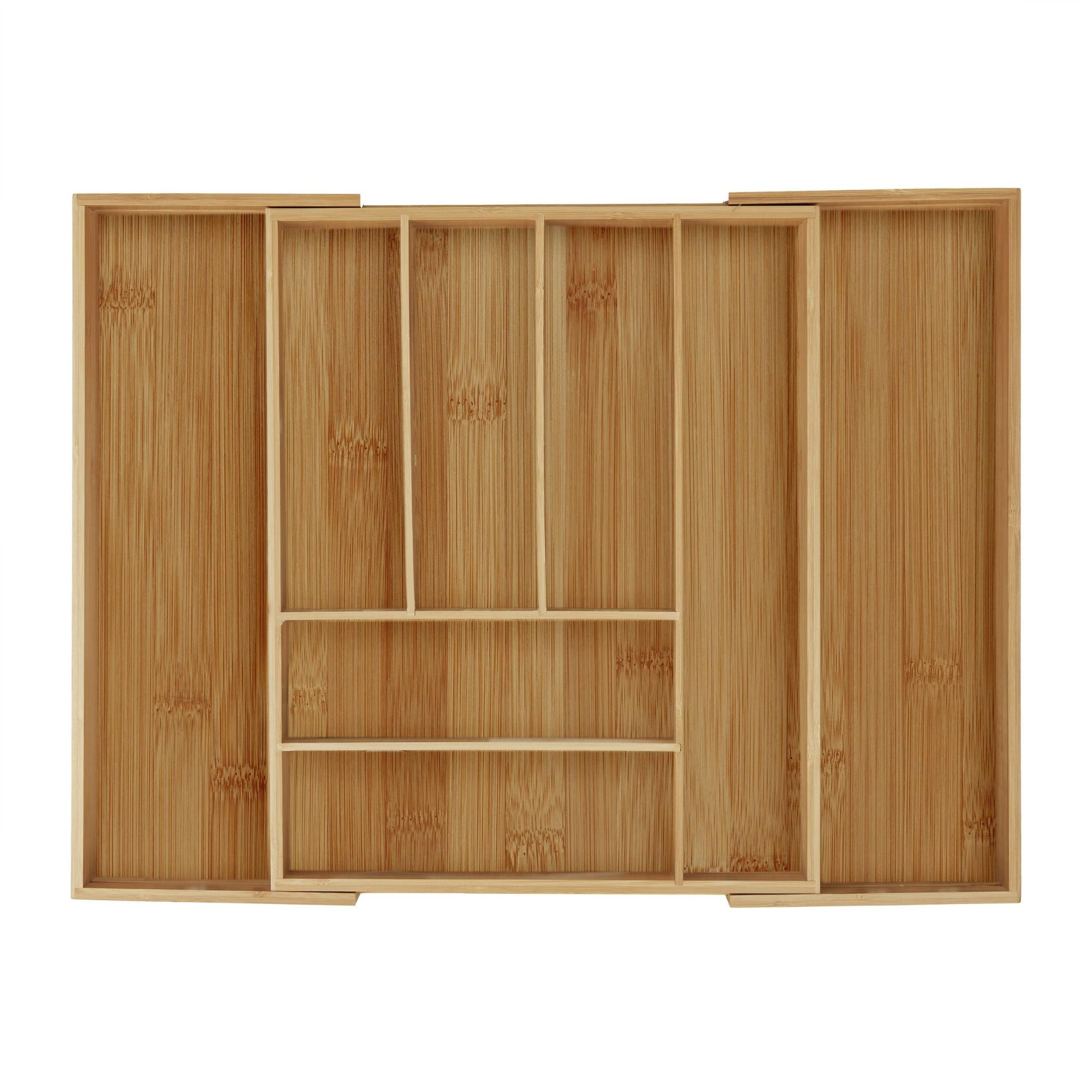 Caja de cubiertos de bambú extensible
