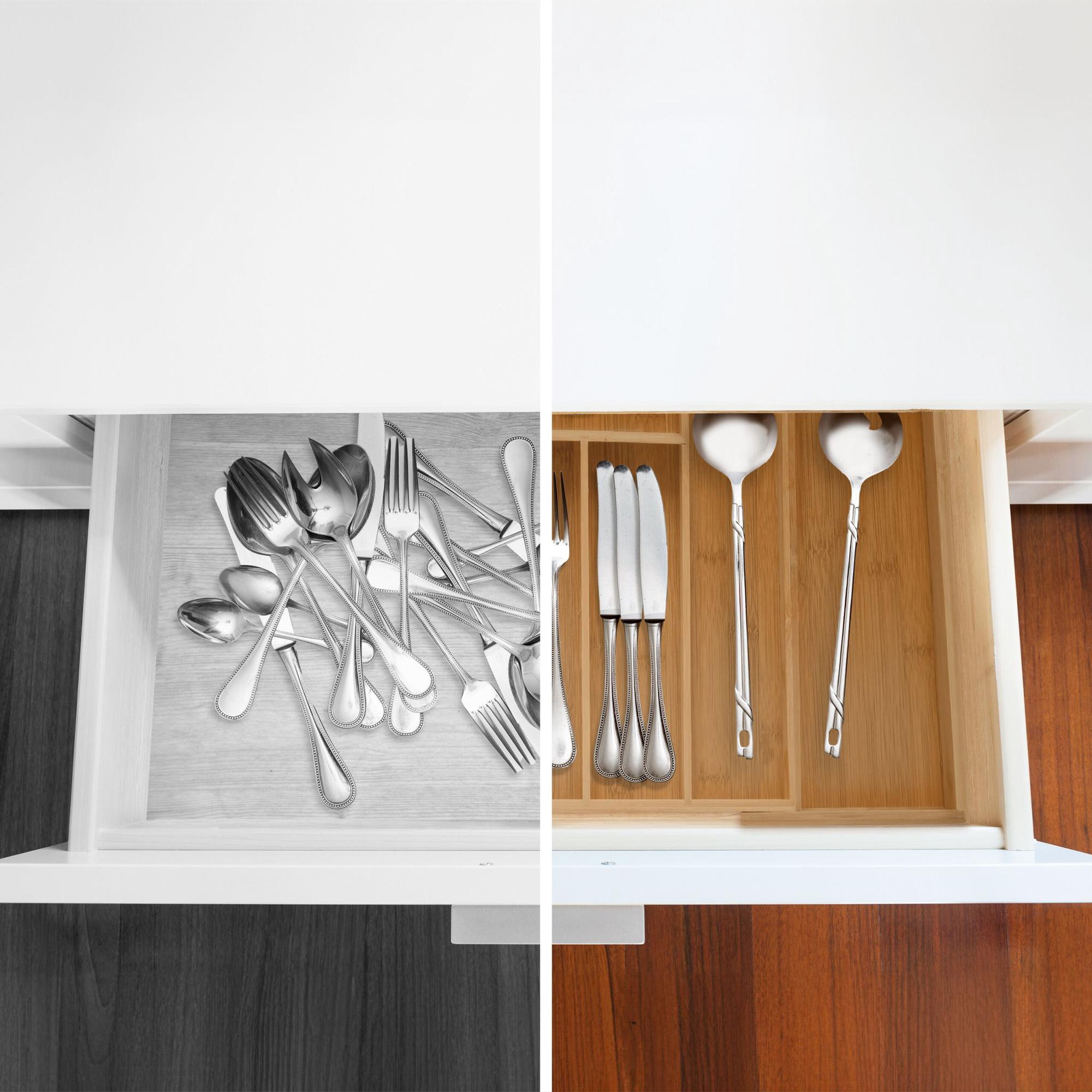 Caja de cubiertos de bambú extensible
