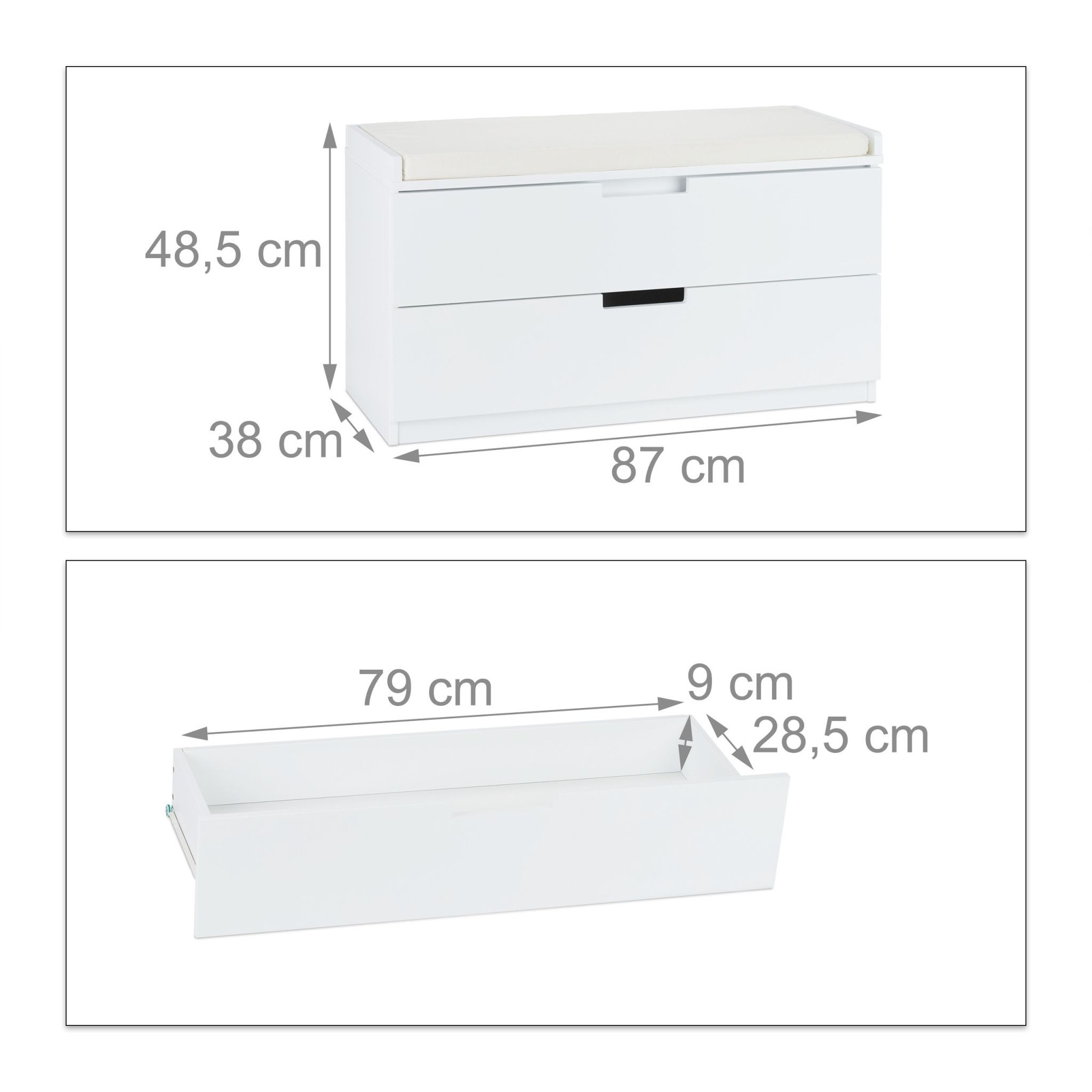 Bank mit 2 Schubladen