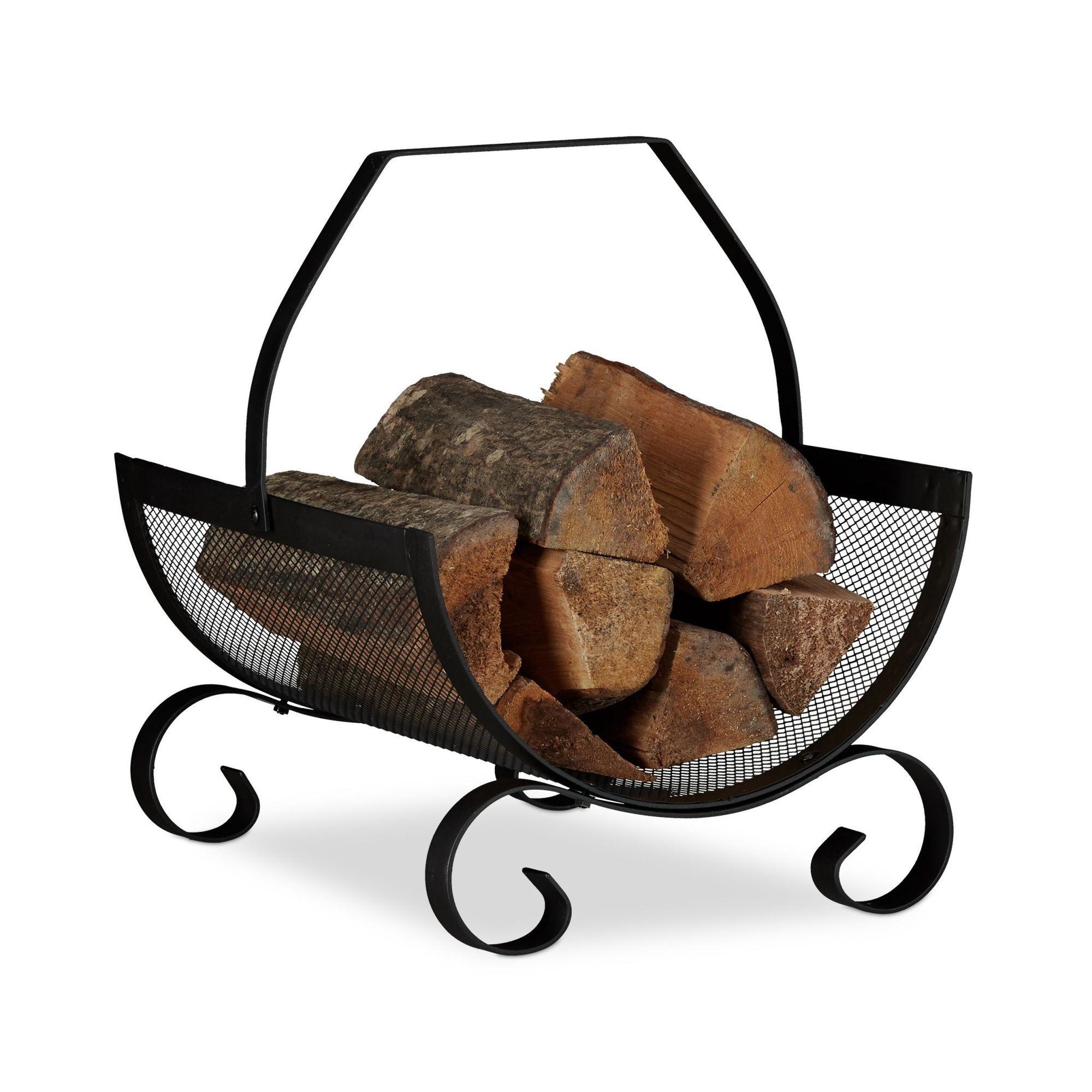 Cesta de lenha em preto