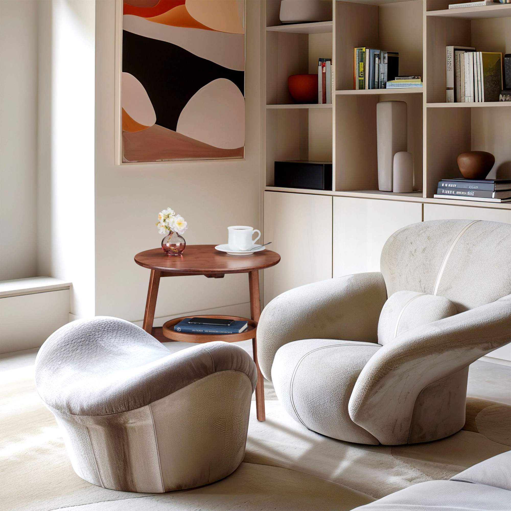 Round side table with 2 levels