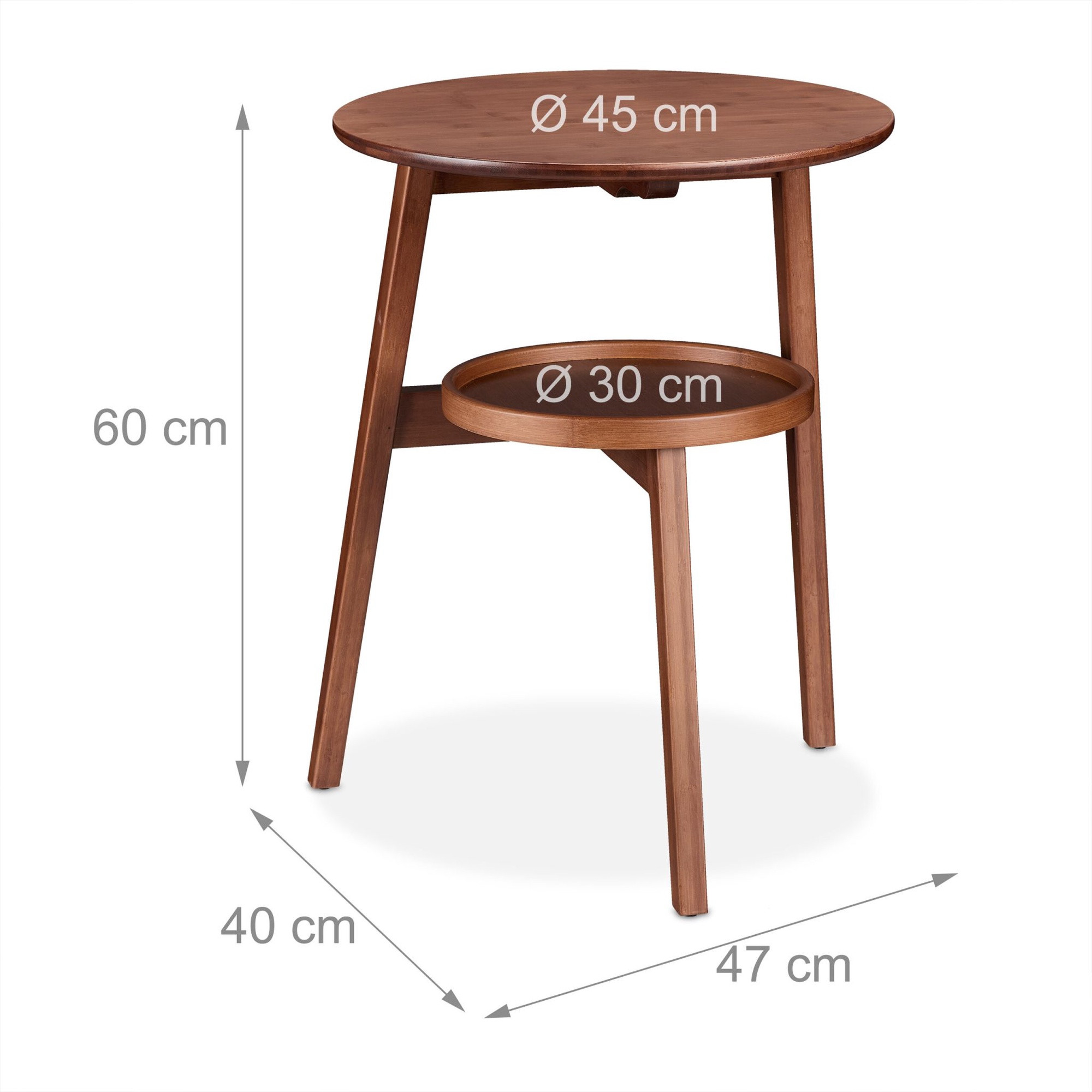 Round side table with 2 levels