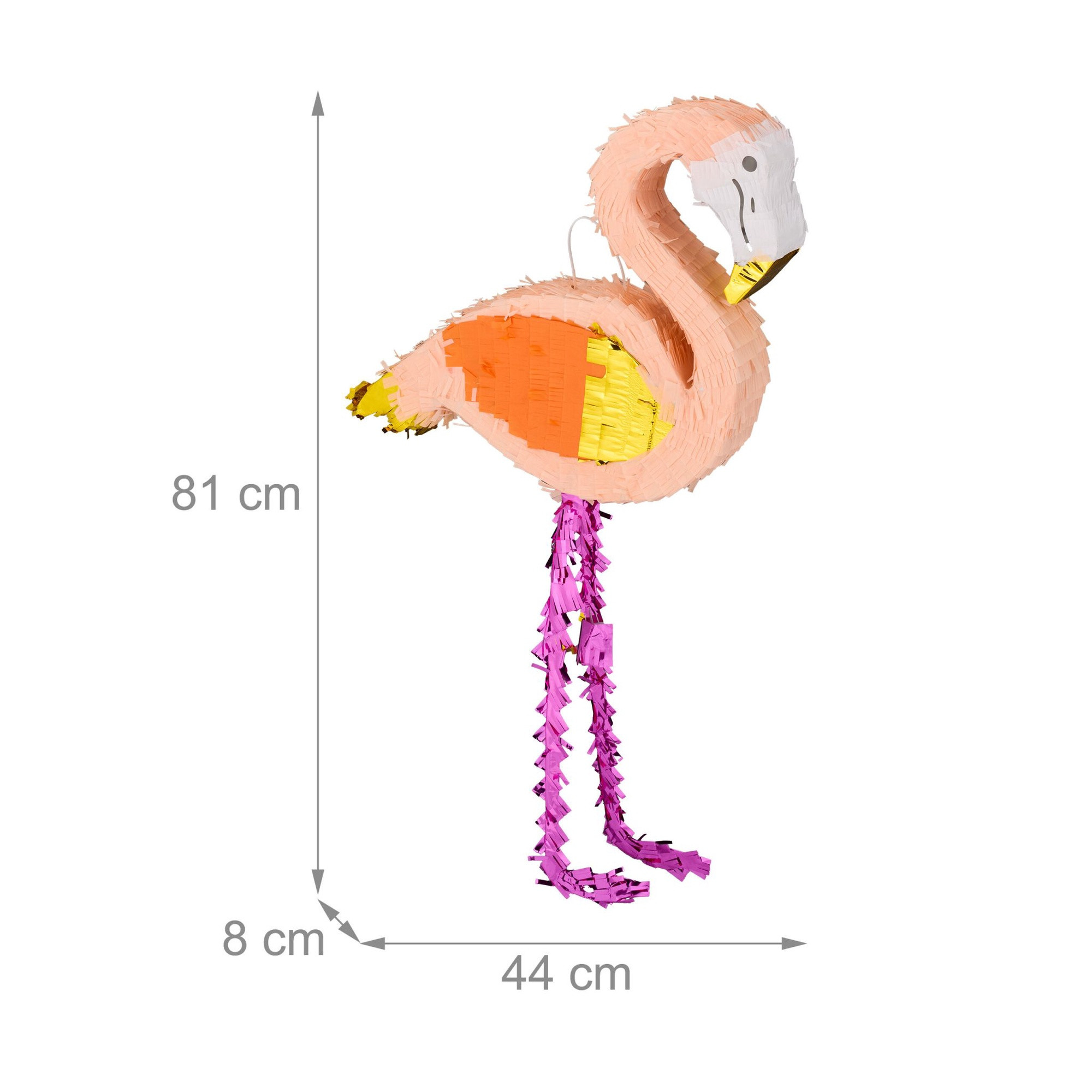 Flamingo pinhata com maça e máscara