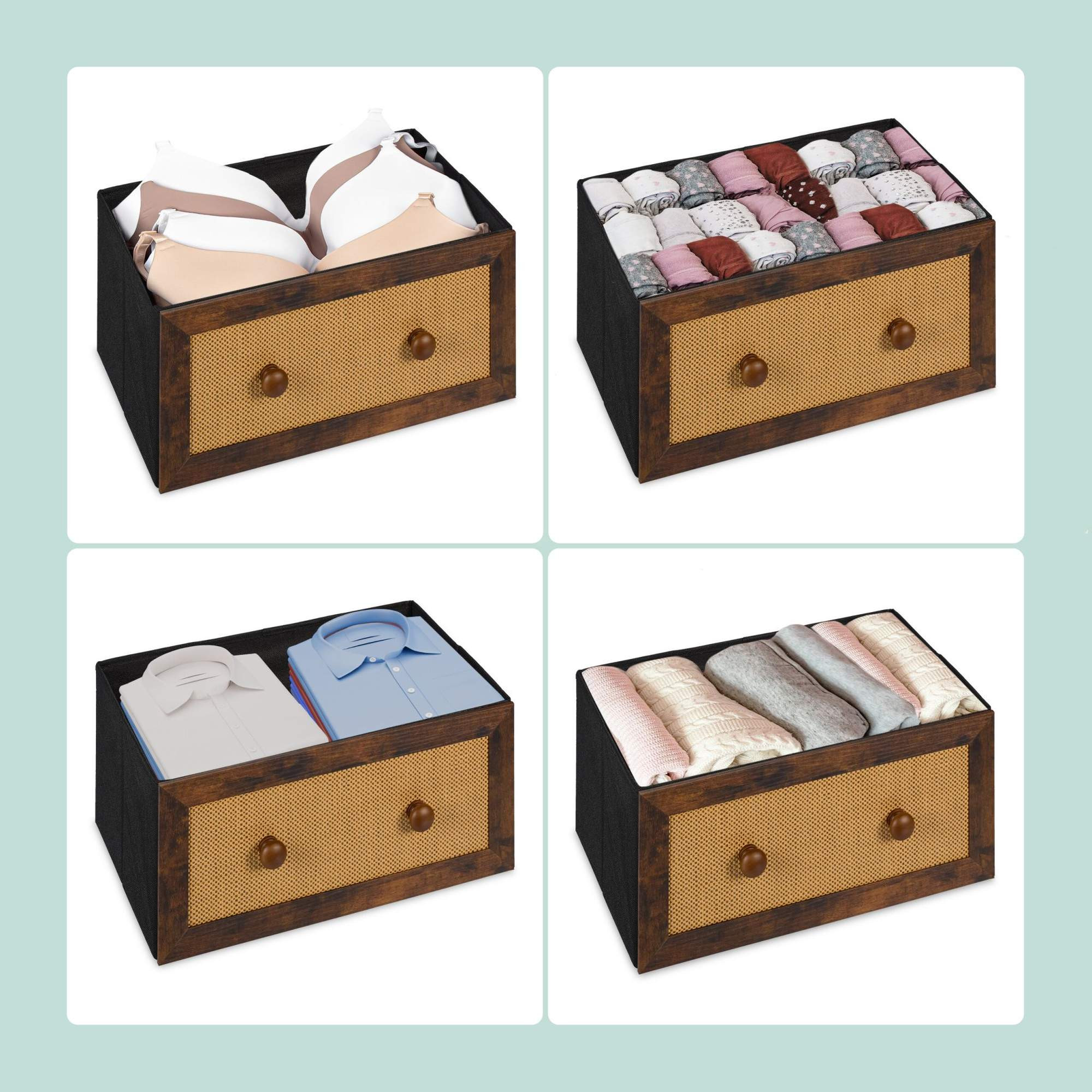 Commode 6 tiroirs style rotin