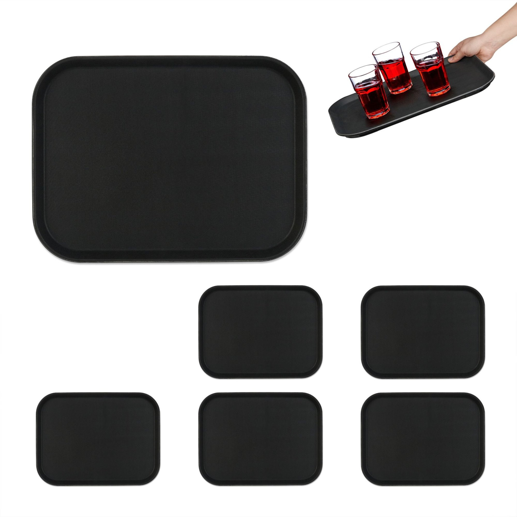 Serving tray 6-pack black