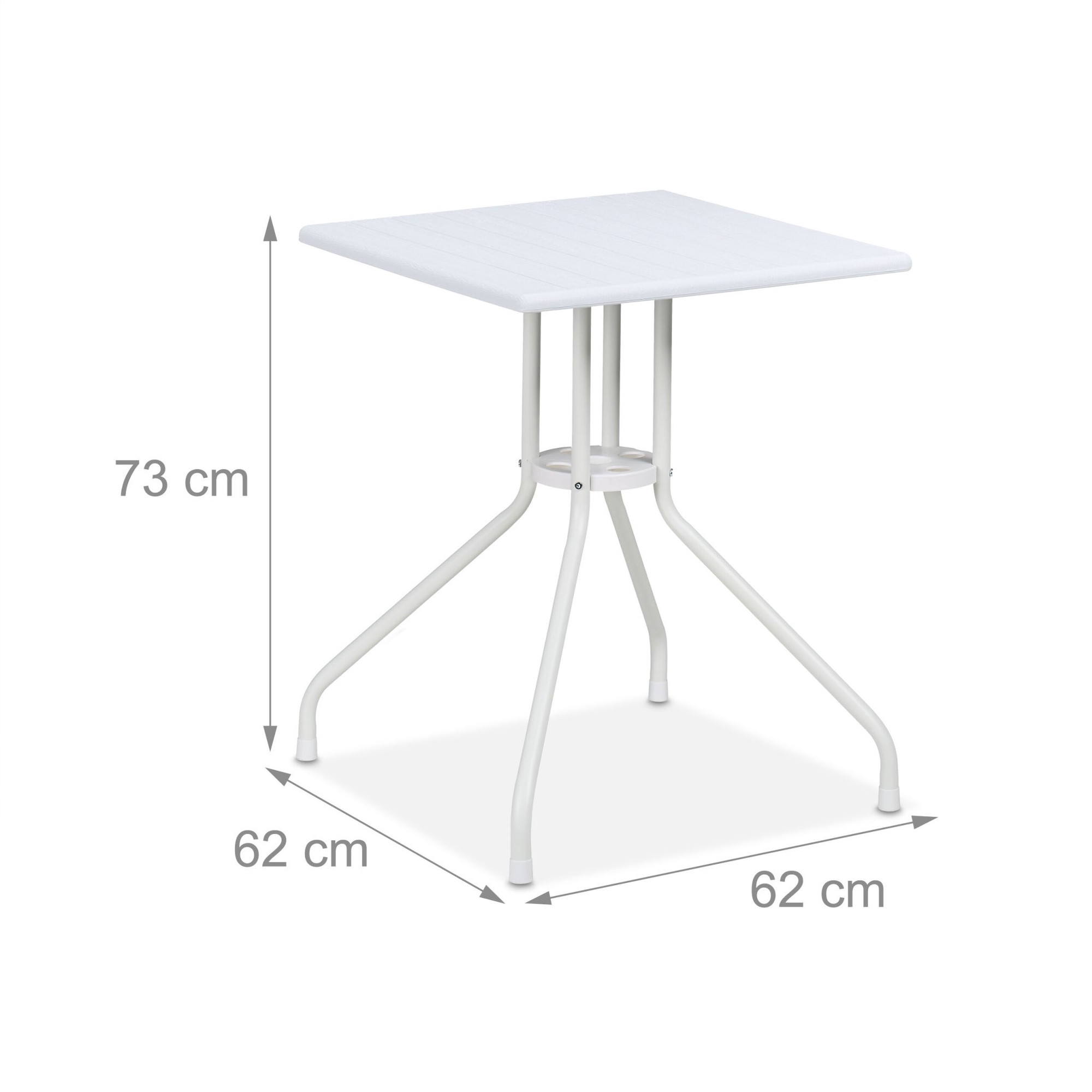 Table de jardin aspect bois blanc