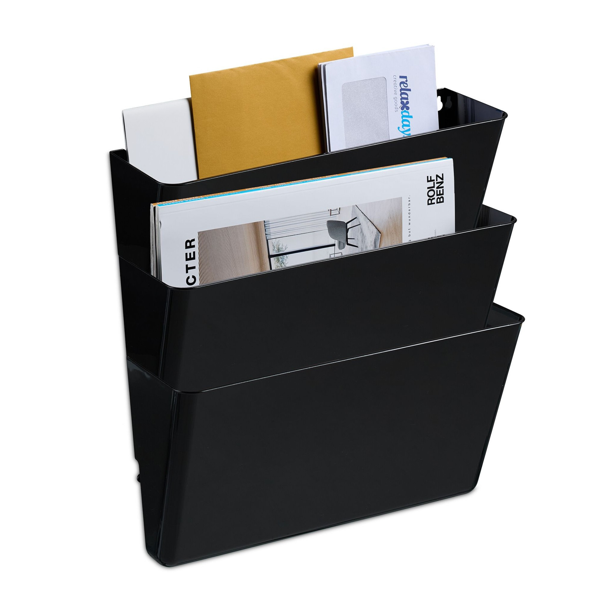 Krantenhouder wandset van 3