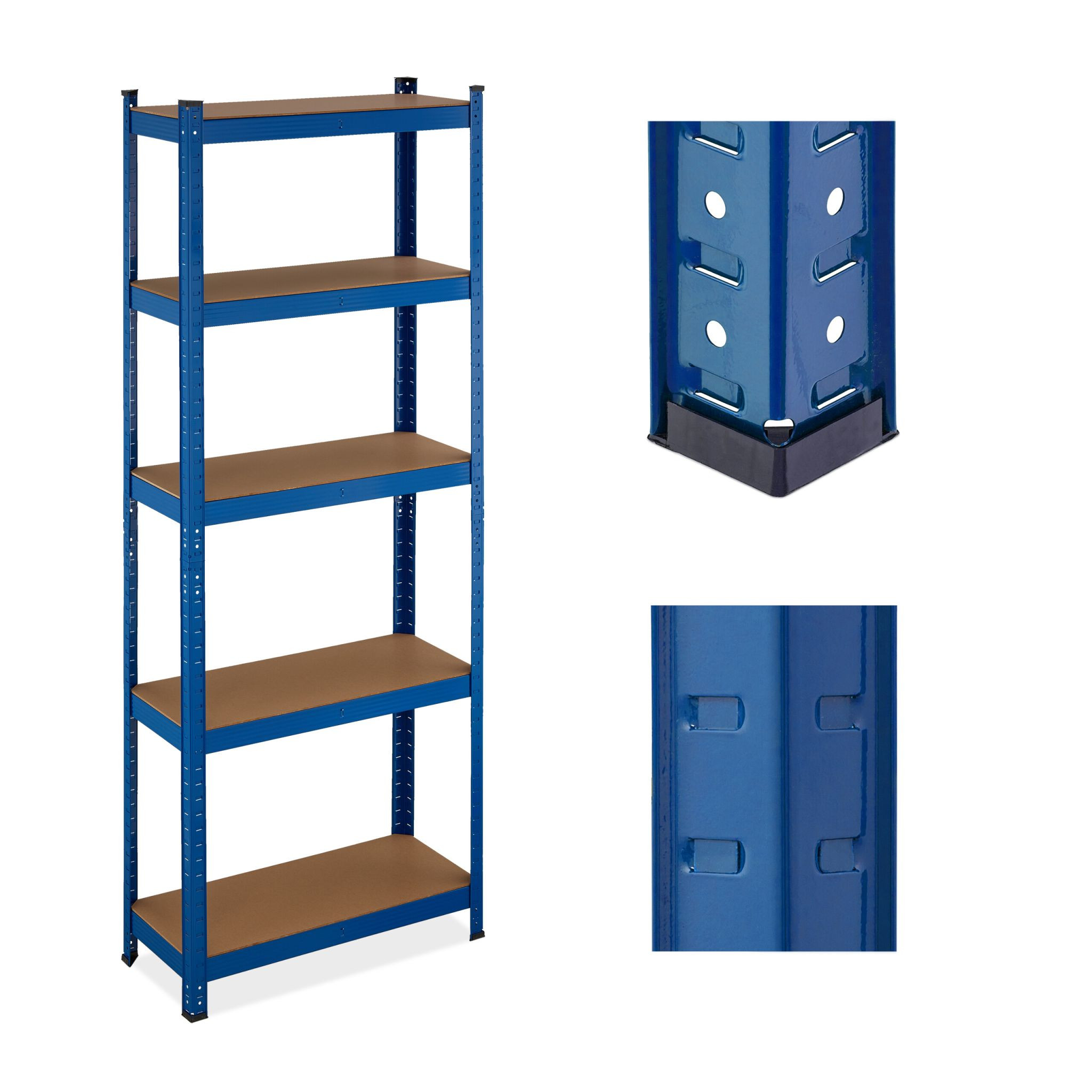 Scaffali robusti blu con 5 livelli