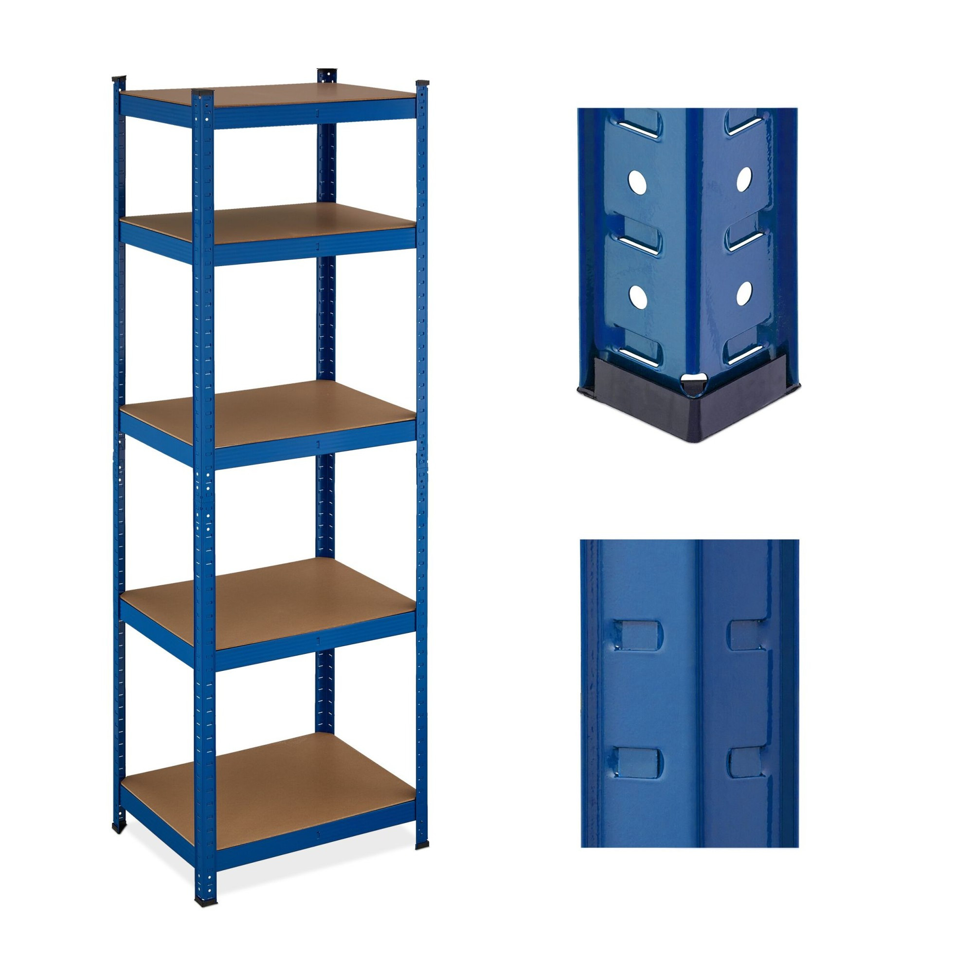 Scaffali robusti blu con 5 livelli