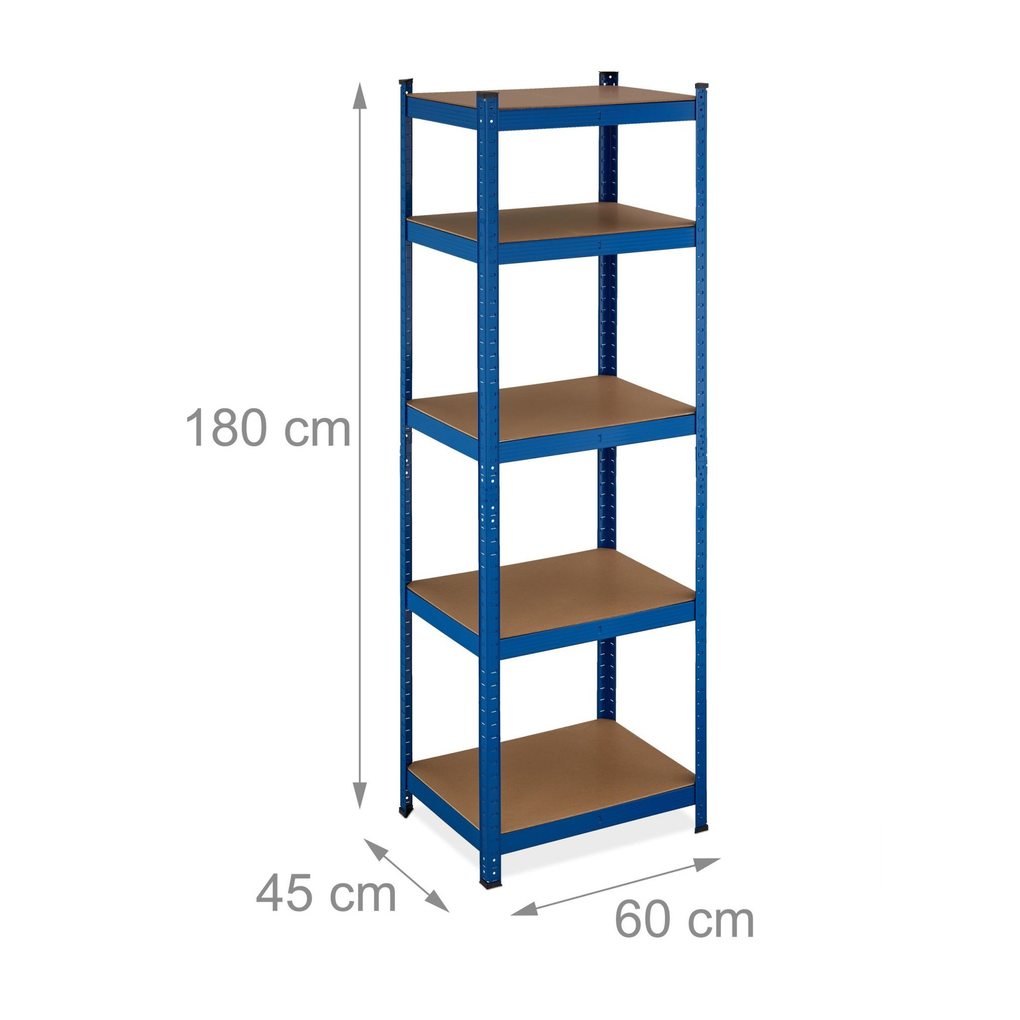 Scaffali robusti blu con 5 livelli