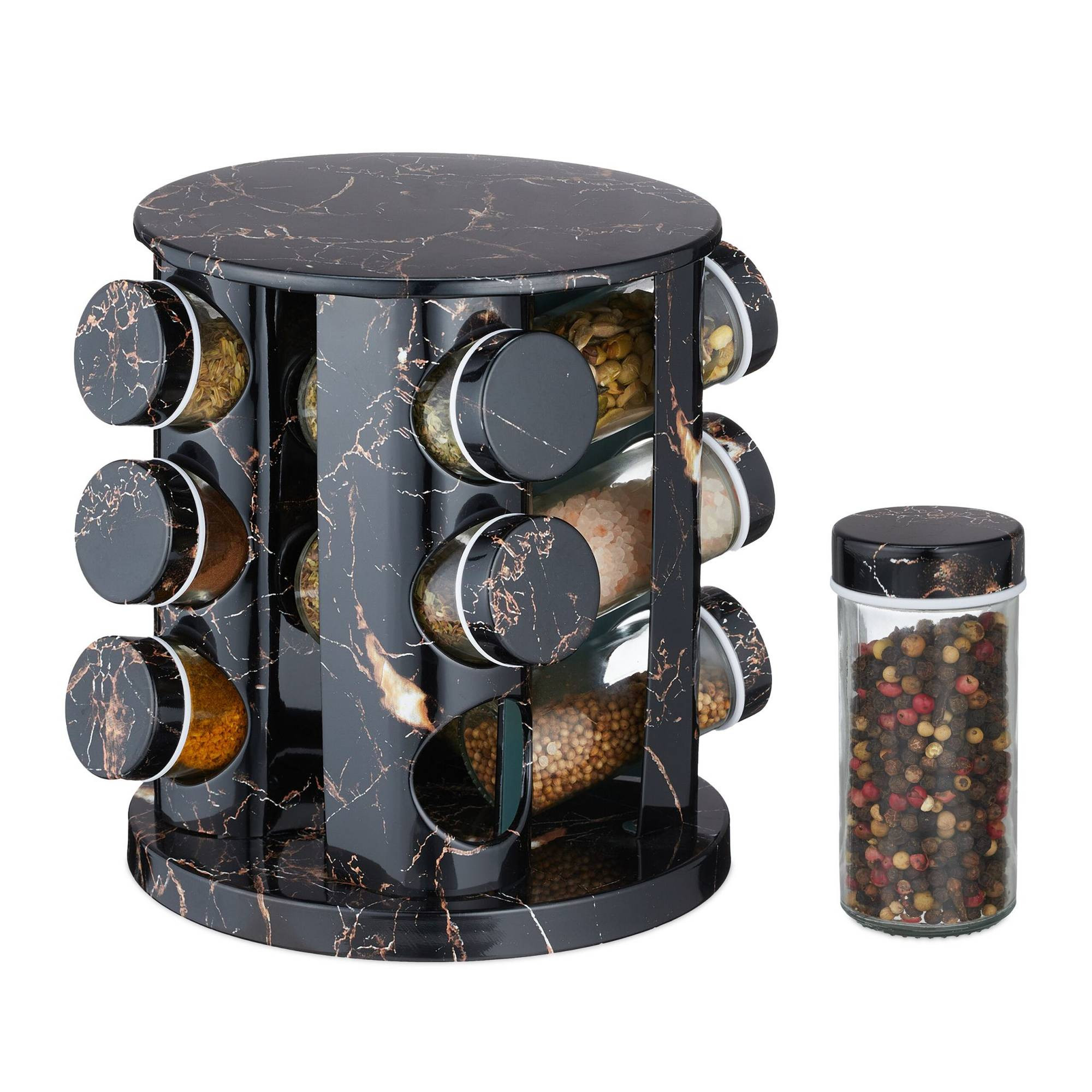 Black spice carousel in marble design