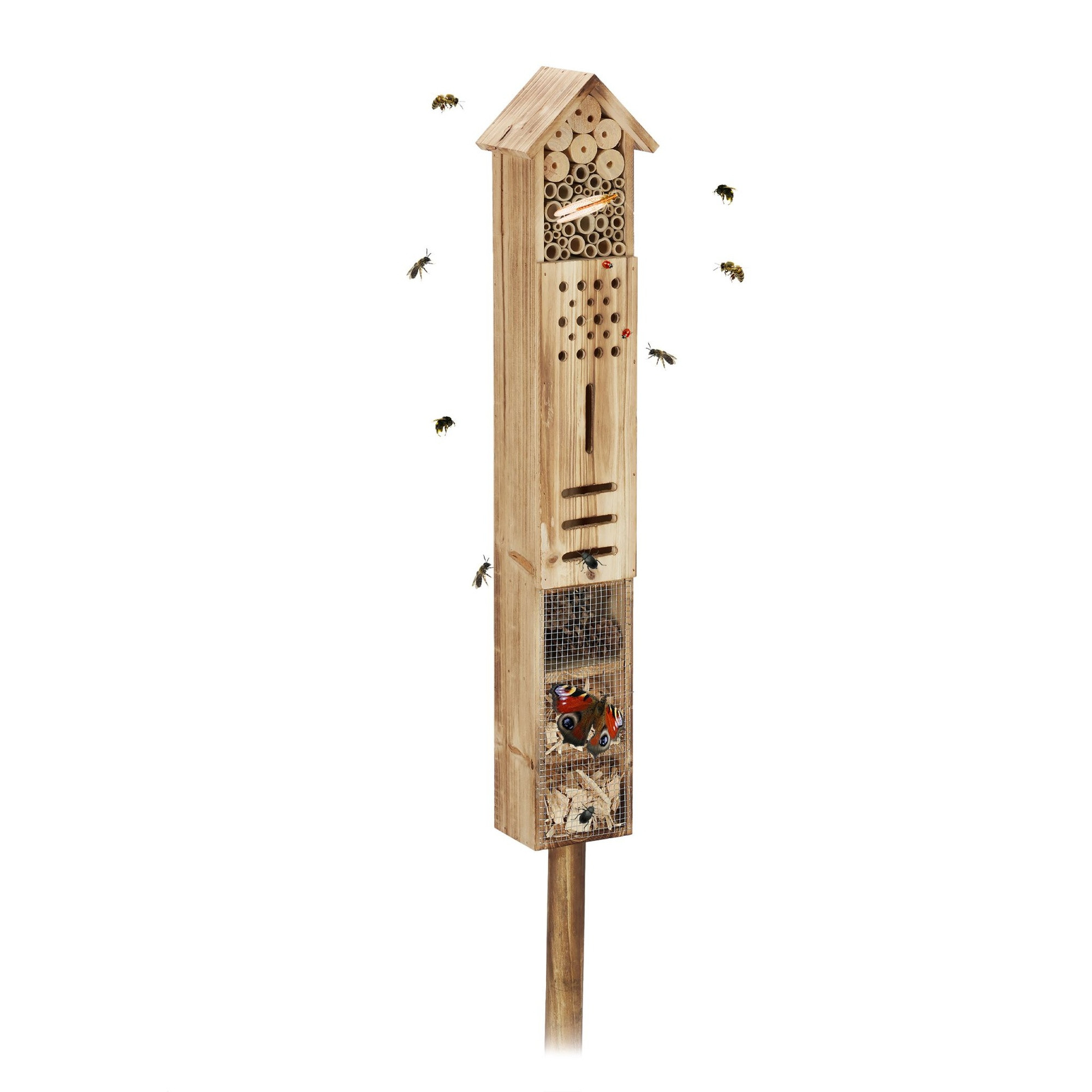 Hôtel à insectes avec support
