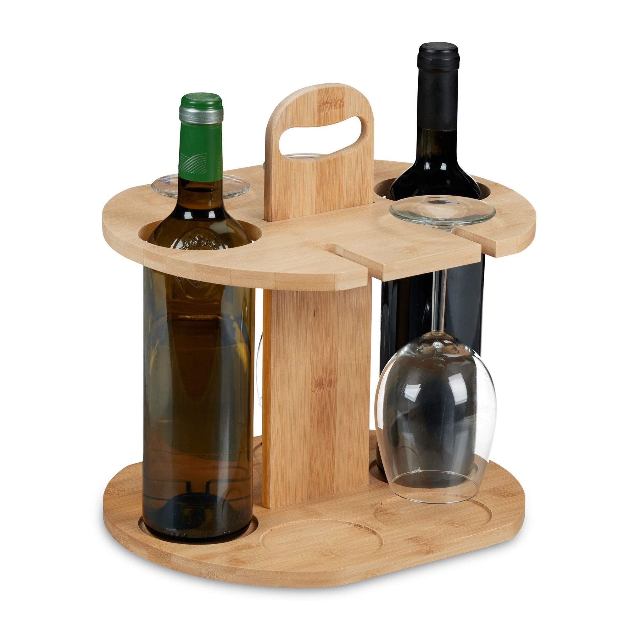 Garrafas de vinho em bambu