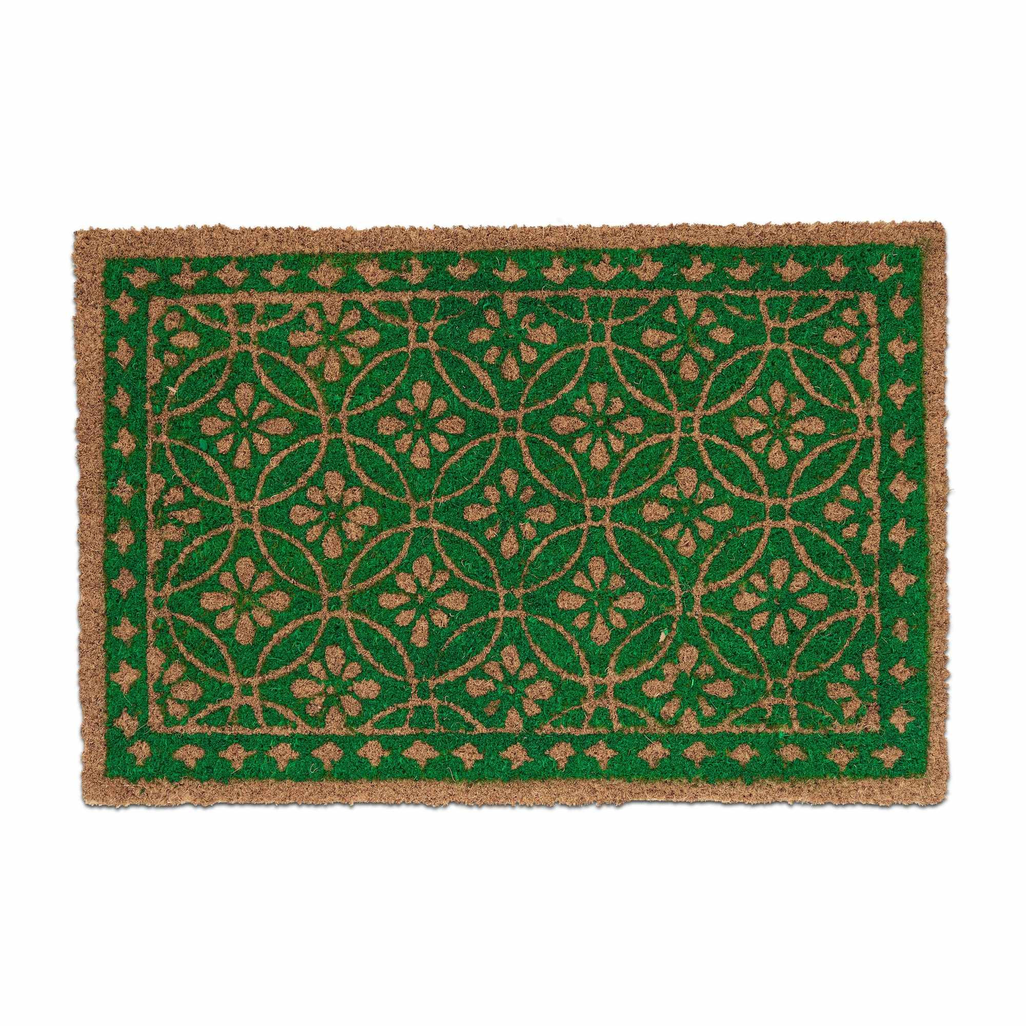 Capacho de coco com padrão floral