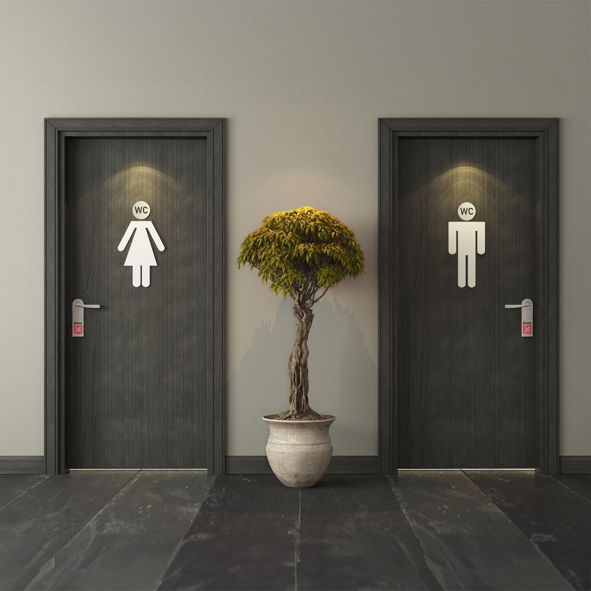 set di 4 cartelli WC autoadesivi