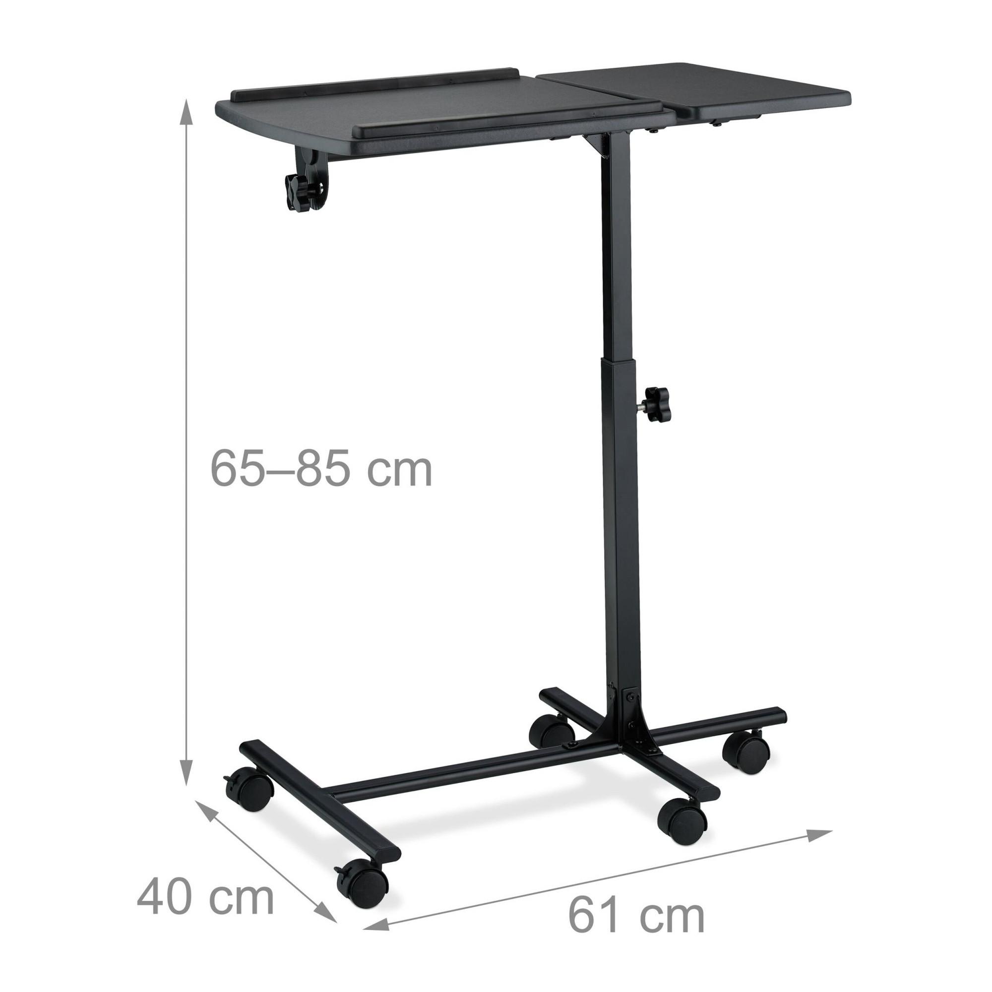 Height-adjustable laptop table with wheels