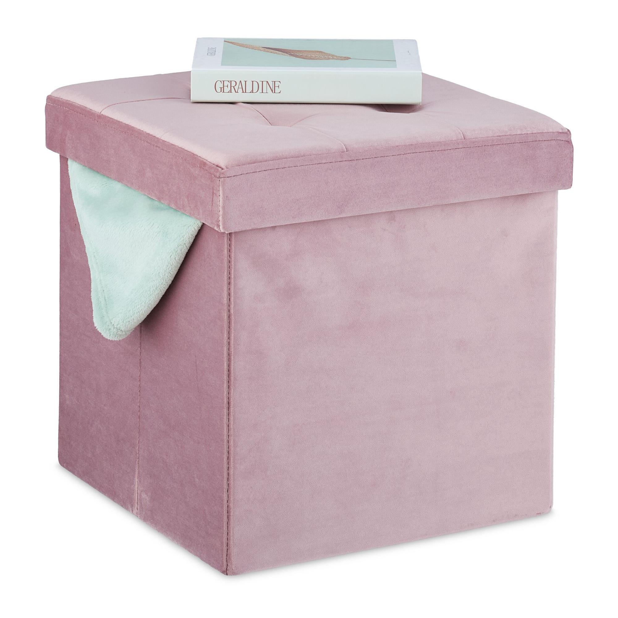 Tabouret en velours rose