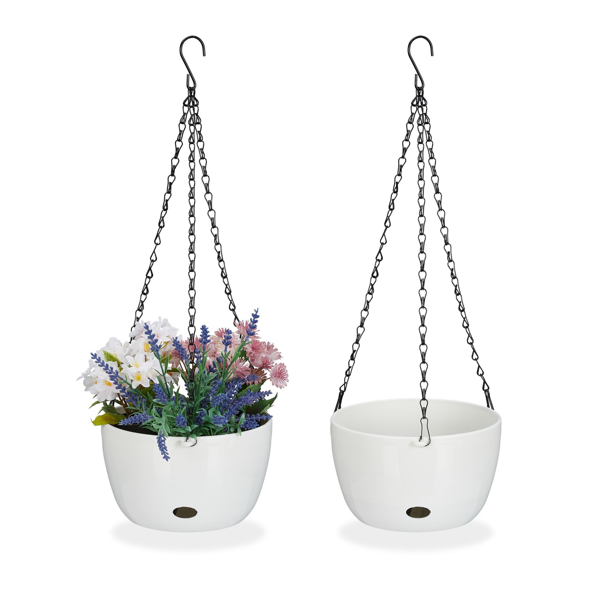 2 hanging baskets with water containers - M