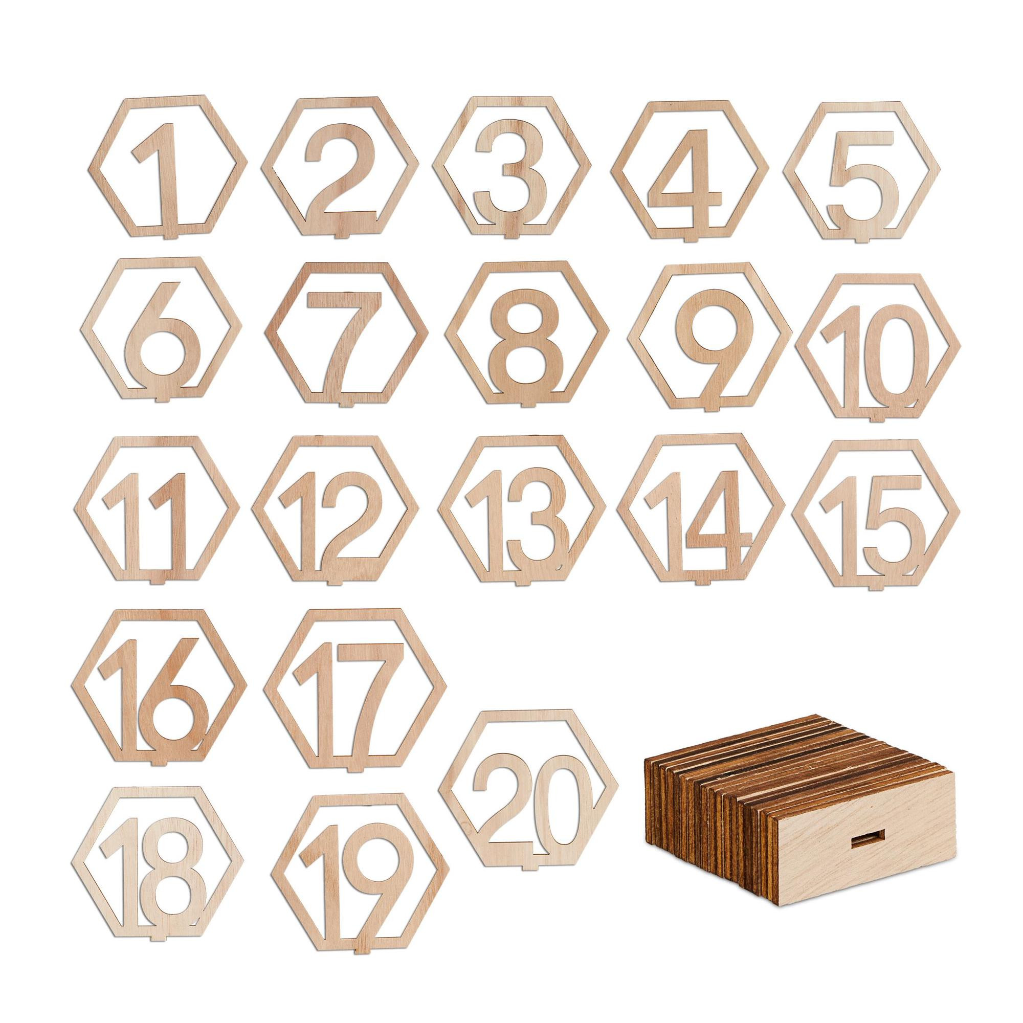 Numéro de table de mariage hexagonal 1-20